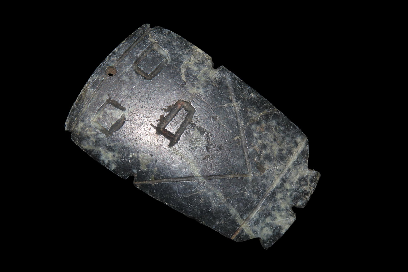 2 1/2' x 1 1/2' Pre-Columbian Human Effigy Jade Pendant: 2 1/2" x 1 1/2" Pre-Columbian Human Effigy Jade Pendant