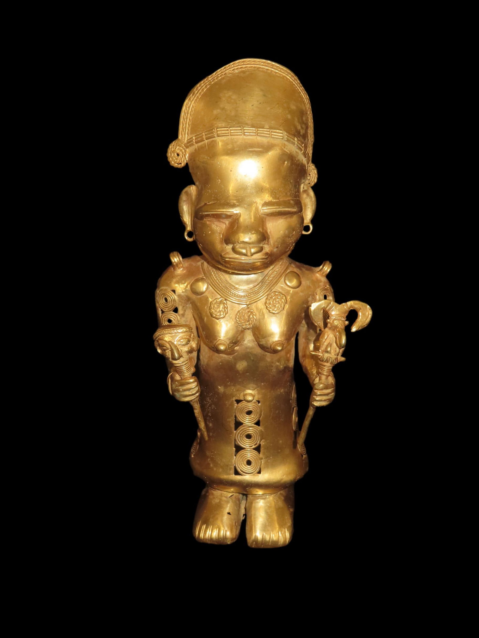 9 1/2' Pre-Columbian Tairona Tumbaga Figure, Exact gold contents unknown (1 of 9)