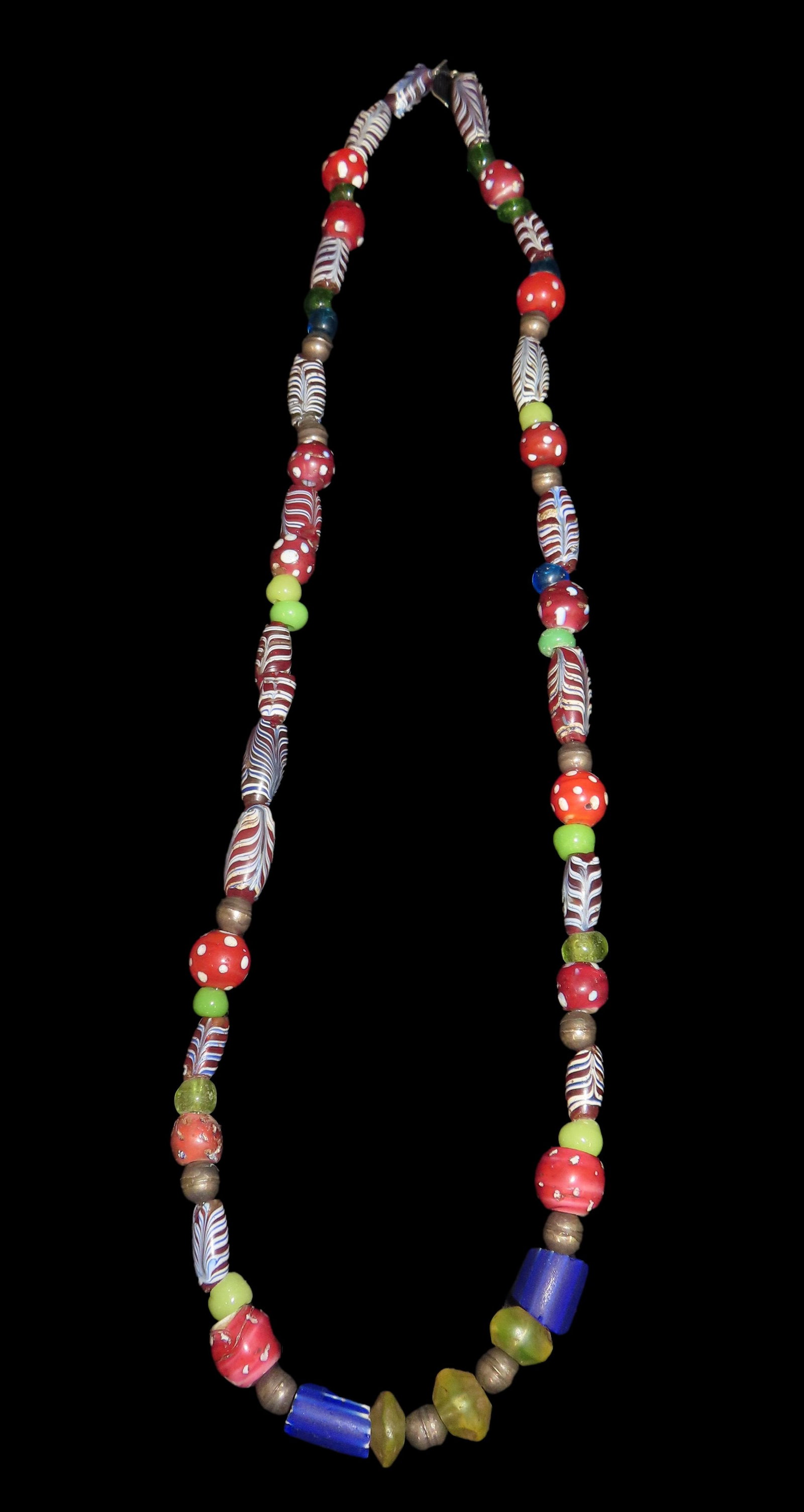 15' Strand of Historic Skunk and Feather Trade Beads: 15" Strand of Historic Skunk and Feather Trade Beads