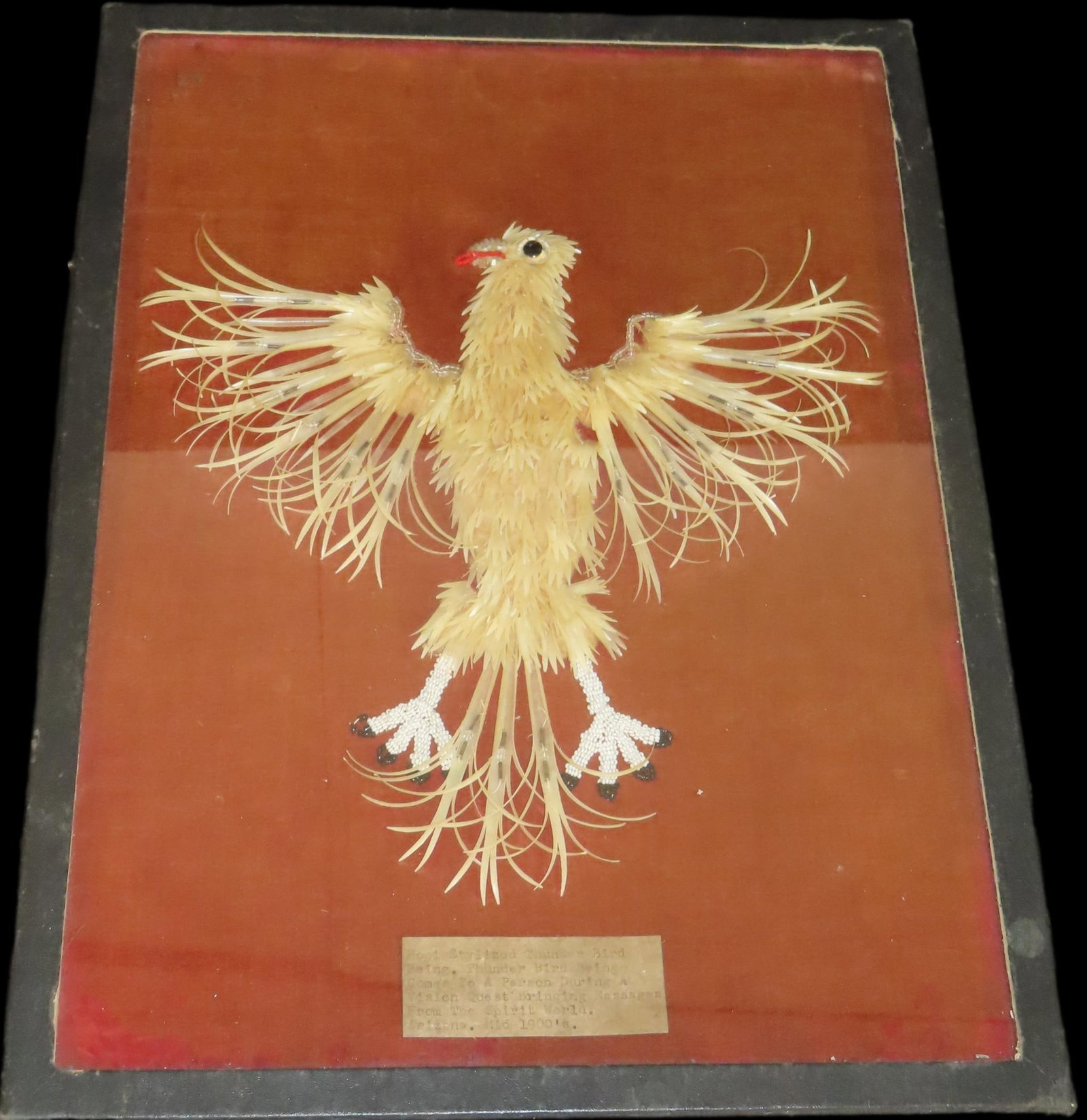 16 1/2' x 12 1/2' Frame containing Hopi Native American Stylized 'Thunderbird' being, made of (1 of 11)