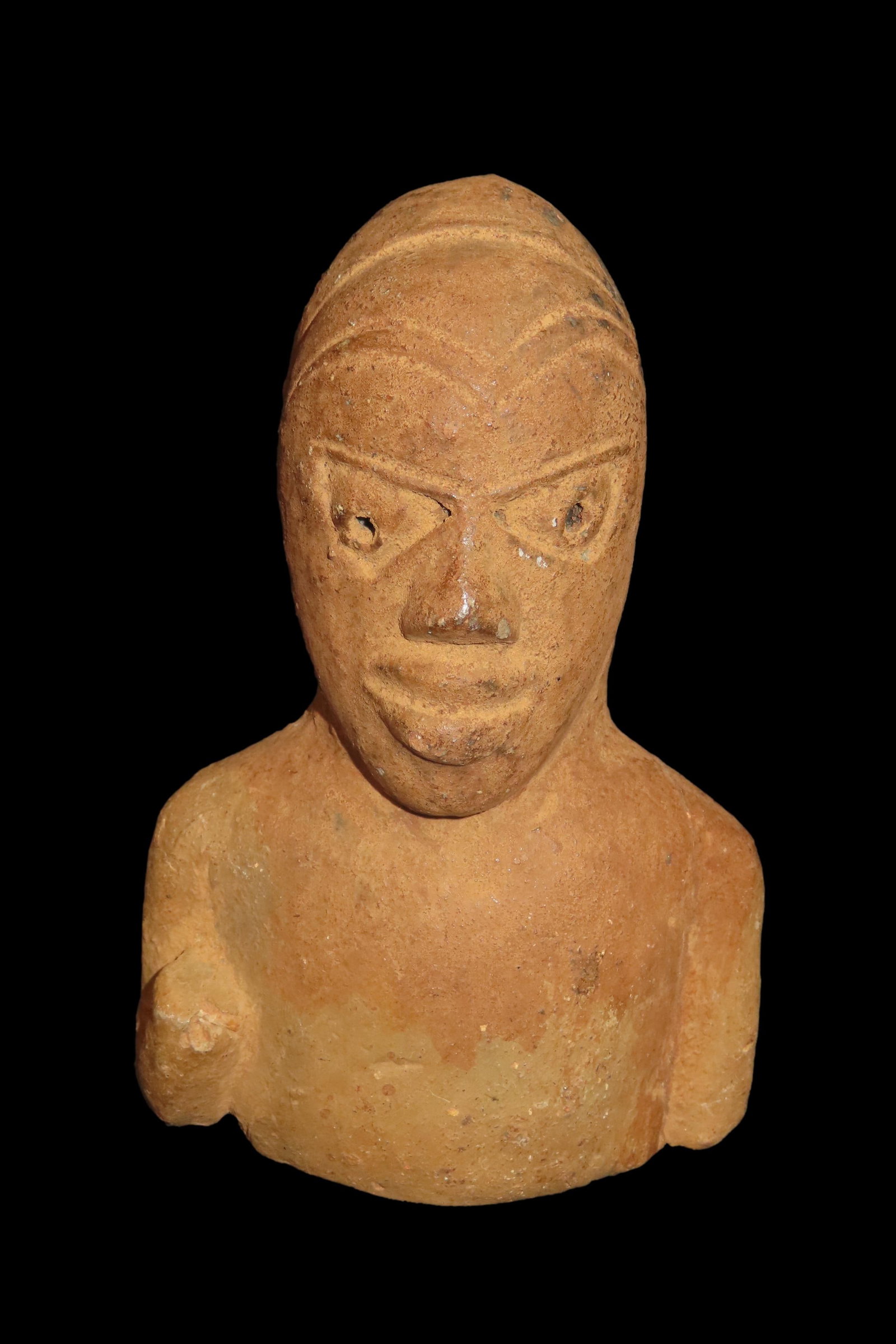 5 3/4" x 3 3/4" Old Reproduction Pottery Fig, Ohio Mound (1 of 9)