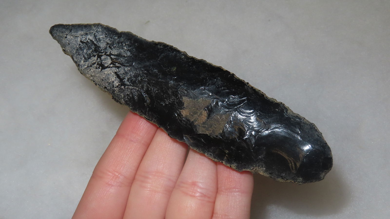 4 7/8" Obsidian Lancelot Point, Oregon: 4 7/8" Obsidian Lancelot Point, Oregon