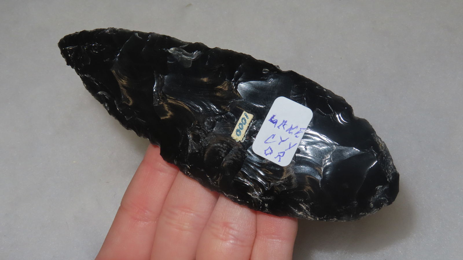 4 3/4" Obsidian Cascade Blade, Lake County, Oregon: 4 3/4" Obsidian Cascade Blade, Lake County, Oregon