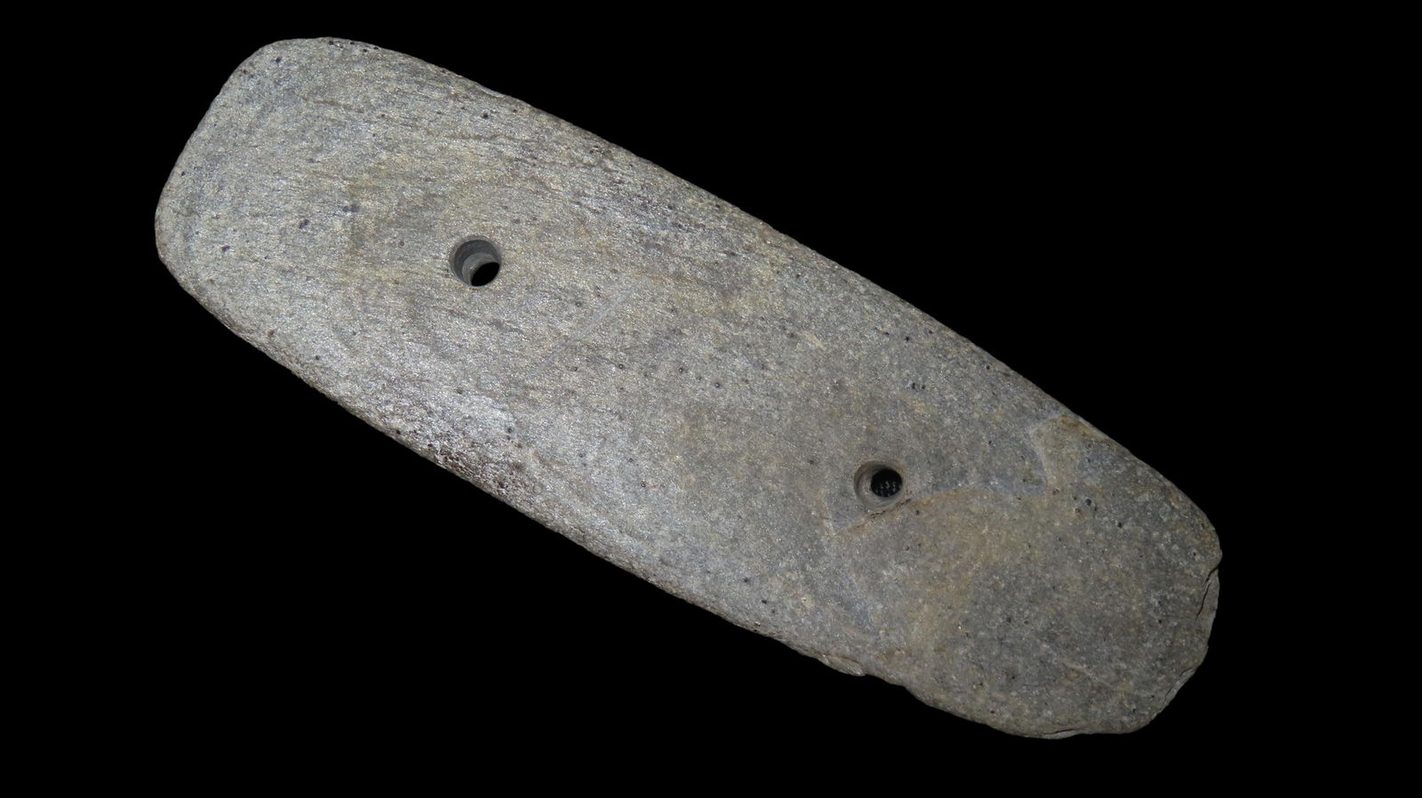 5 1/8" x 1 5/8" Gorget, Schist Stone, Fulton Co., Illinois, COA Motley and Leithoff (1 of 7)