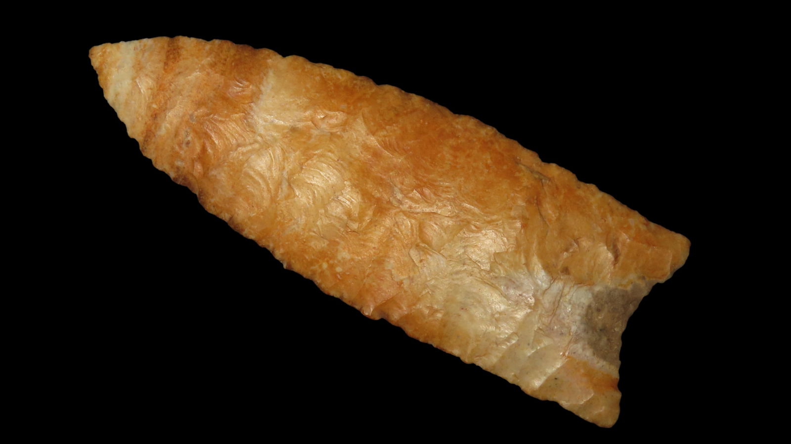 4 5/8" x 1 11/16" Dalton (Sloan Variety), River-Stained Burlington Chert, Missouri/Illinois/Iowa, (1 of 8)