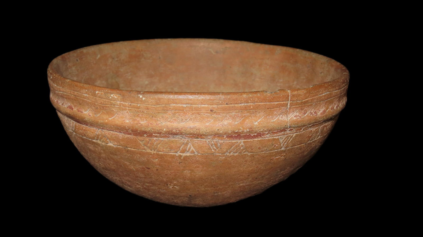 6 1/2" Diameter Pottery Vessel, Nice Rim Designs, Southern USA (1 of 6)