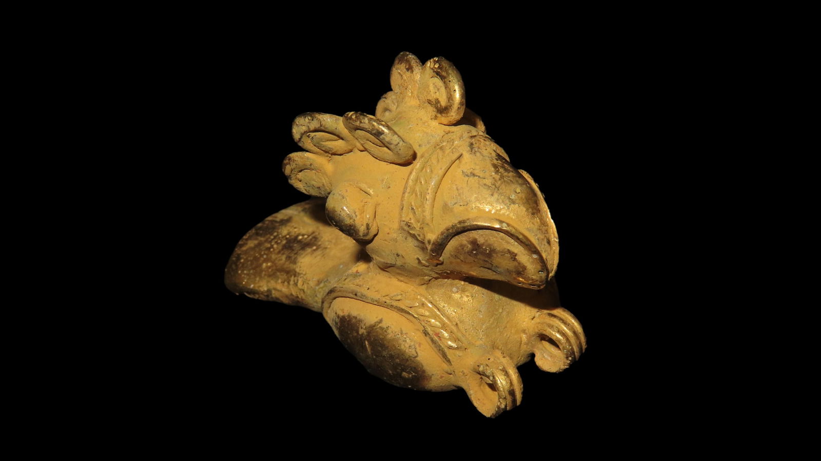 Pre-Columbian Tairona Tumbaga Maskette Figureen Pendant Made From Gold/Copper Alloy 1. 3/4" Tall, (1 of 7)
