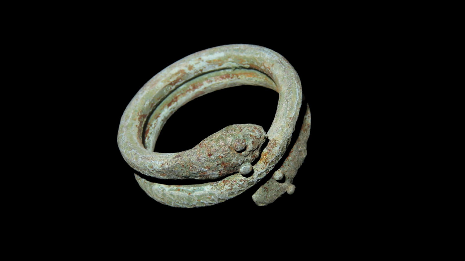 Pre-Columbian Tairona Tumbaga Snake Effigy Ring Made From Copper Alloy 1" (1 of 5)