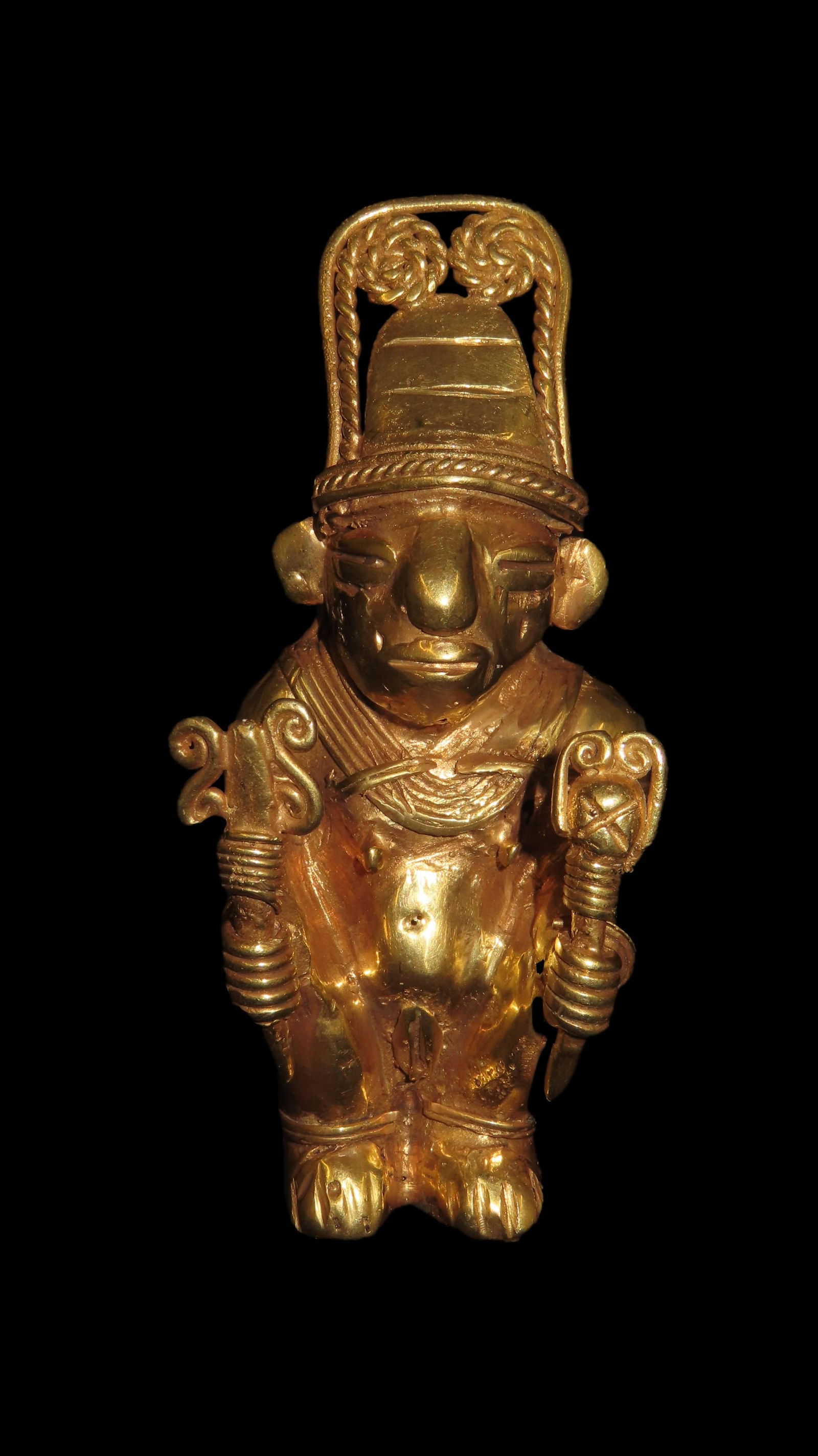 3 5/8" x 1 5/8" Shamanistic Sitting Figure, Tumbaga (Gold and Copper Mixture), Motley/Leithoff COA, (1 of 10)