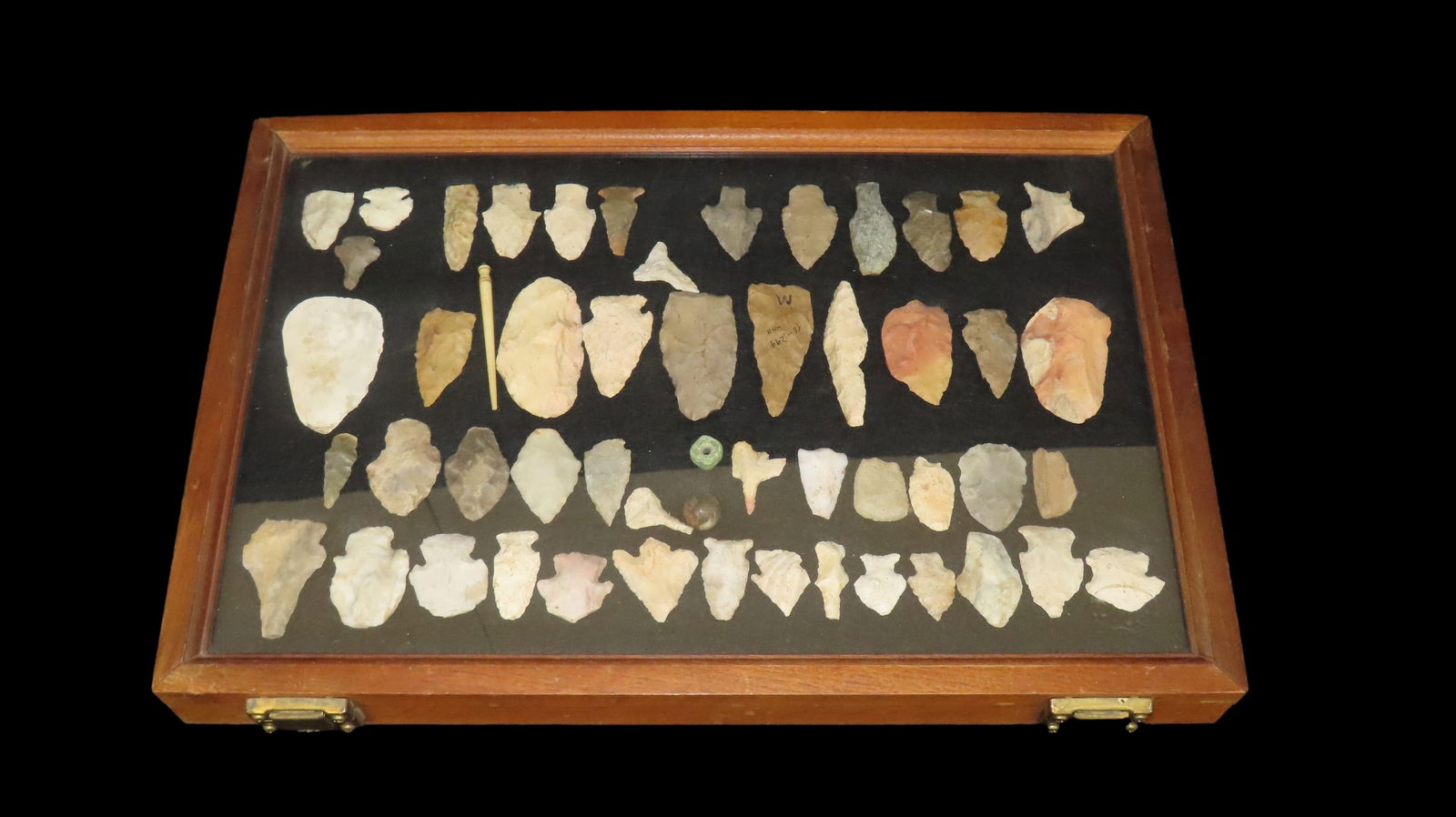 12" x 18" Frame of Miscellaneous stone tools and arrowheads (1 of 10)
