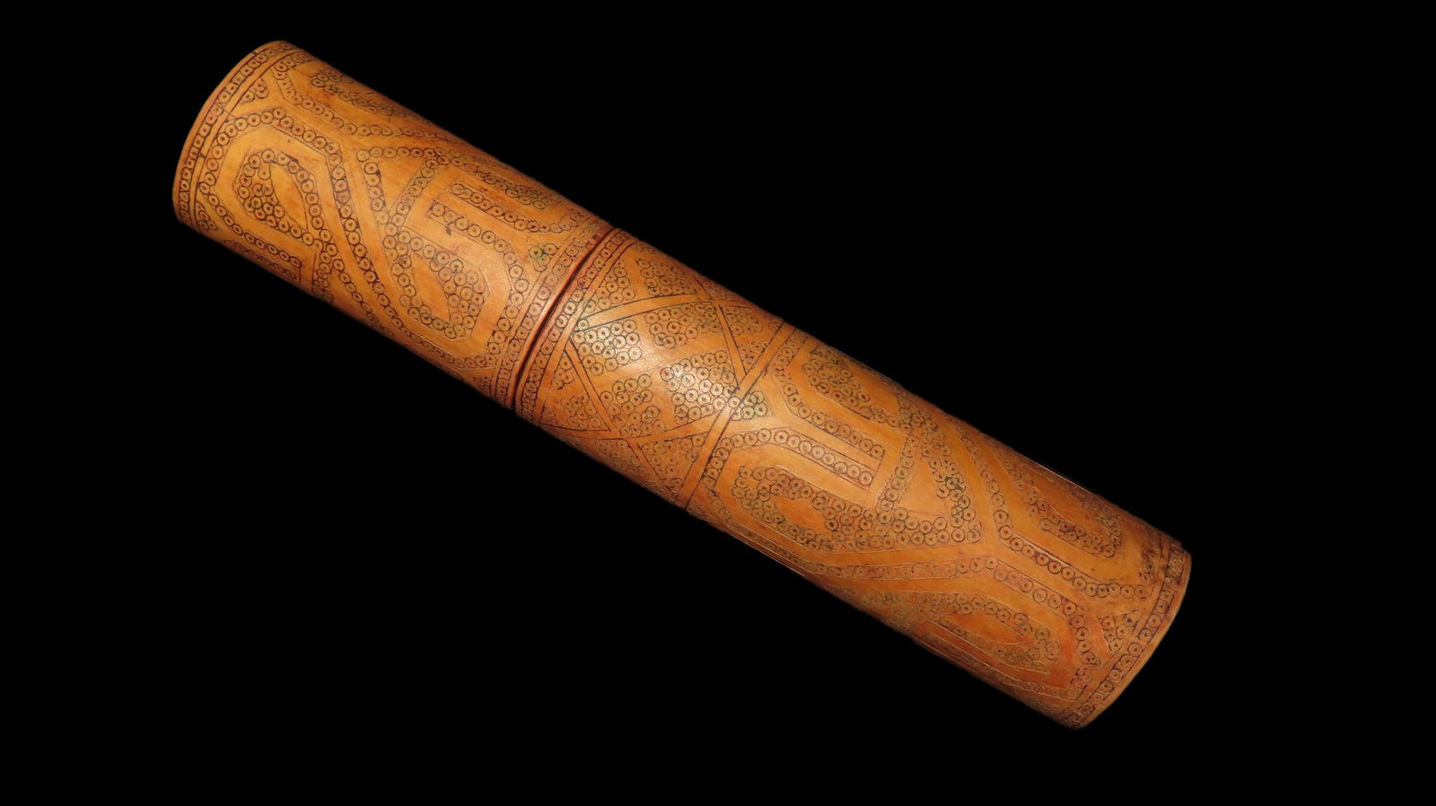 6" Indonesian Lime Container Bamboo Intricately Carved And Designed Early 1800's: 6" Indonesian Lime Container Bamboo Intricately Carved And Designed Early 1800's