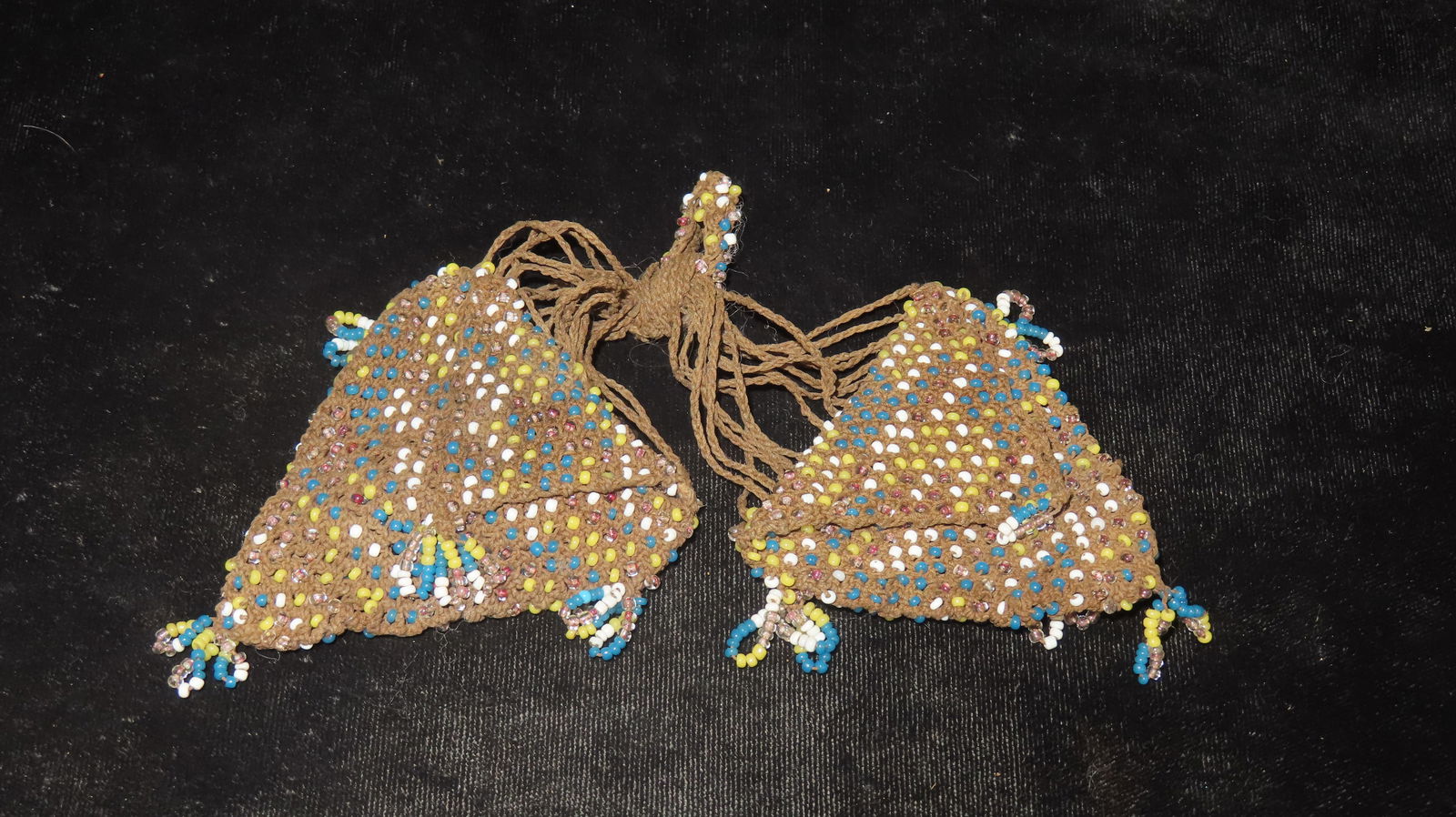 Historic Beadwork Hanging Double Pouch - 5