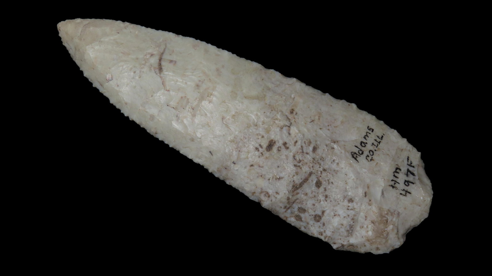 4 7/8" x 1 5/8" Knife, Found in Adams Co. Illinois, Well-made blade with very fine sarrated blade (1 of 7)