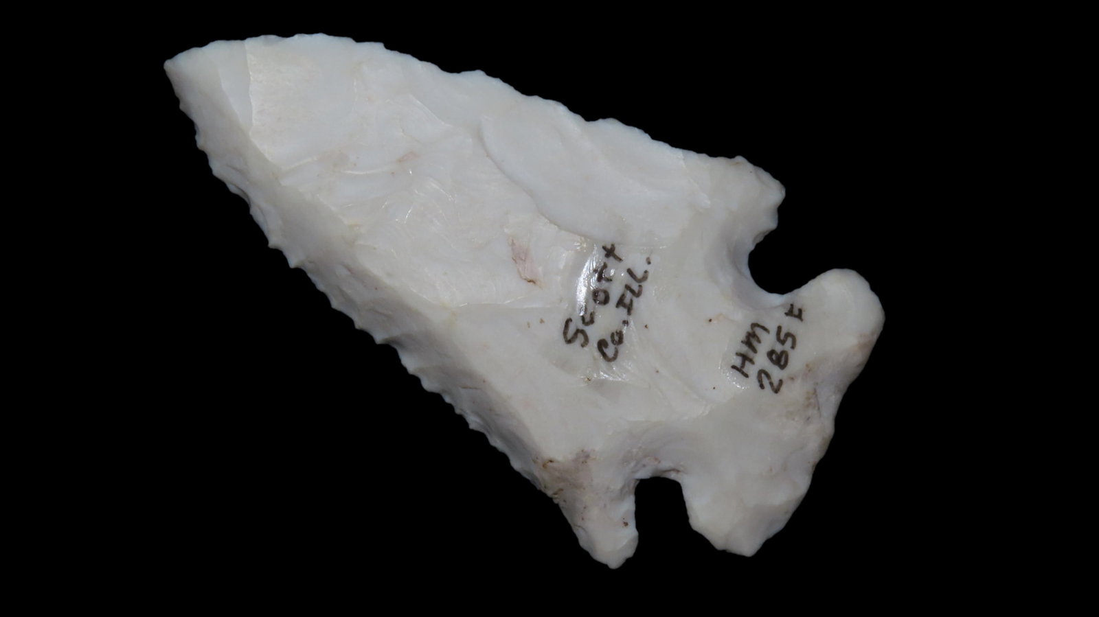 2 15/16" x 1 5/8" Thebes Found in Scott Co. Illinois, Made of White Burlington. Ex. Herb Mangold (1 of 7)