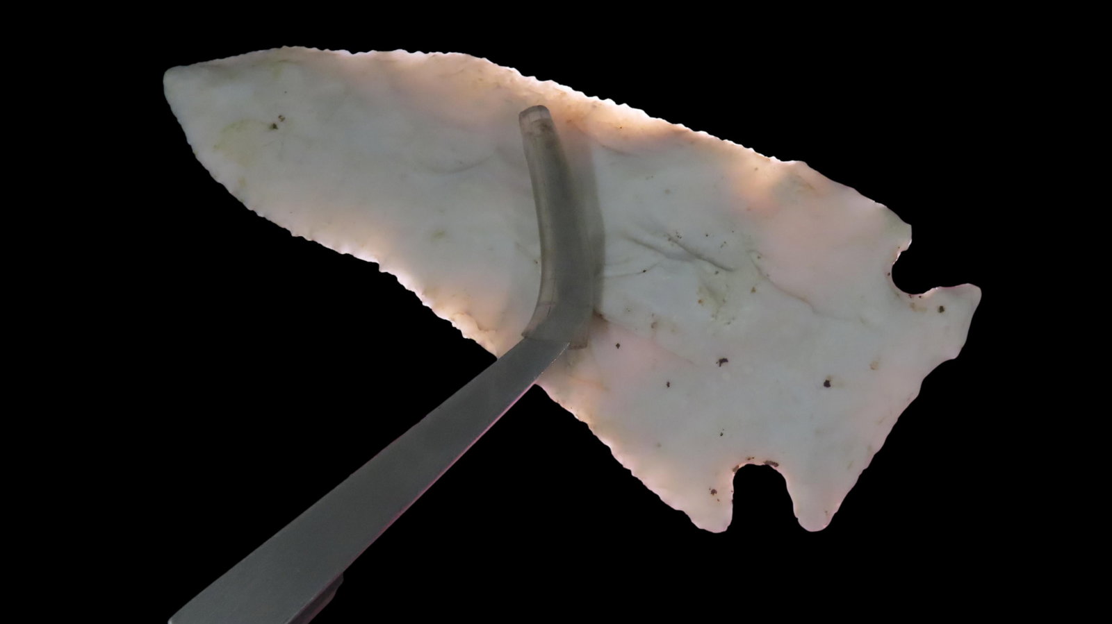 3 3/8" Archaic Serrated Classic Corn Notched, Found in Adams Co. IL, Ex. Herb Mangold Collection (1 of 7)