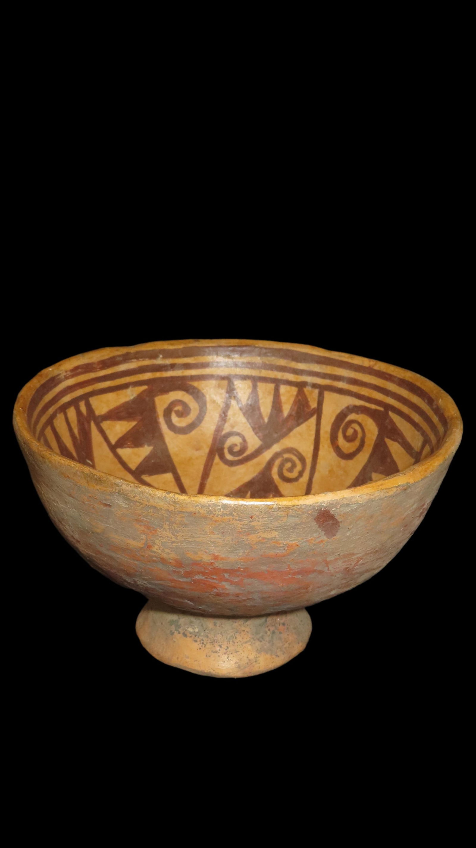4 1/4" x 6 3/4" Pre Columbian Painted Designed Bowl. Tuza Narino Culture. 800 - 1500 CE (1 of 6)