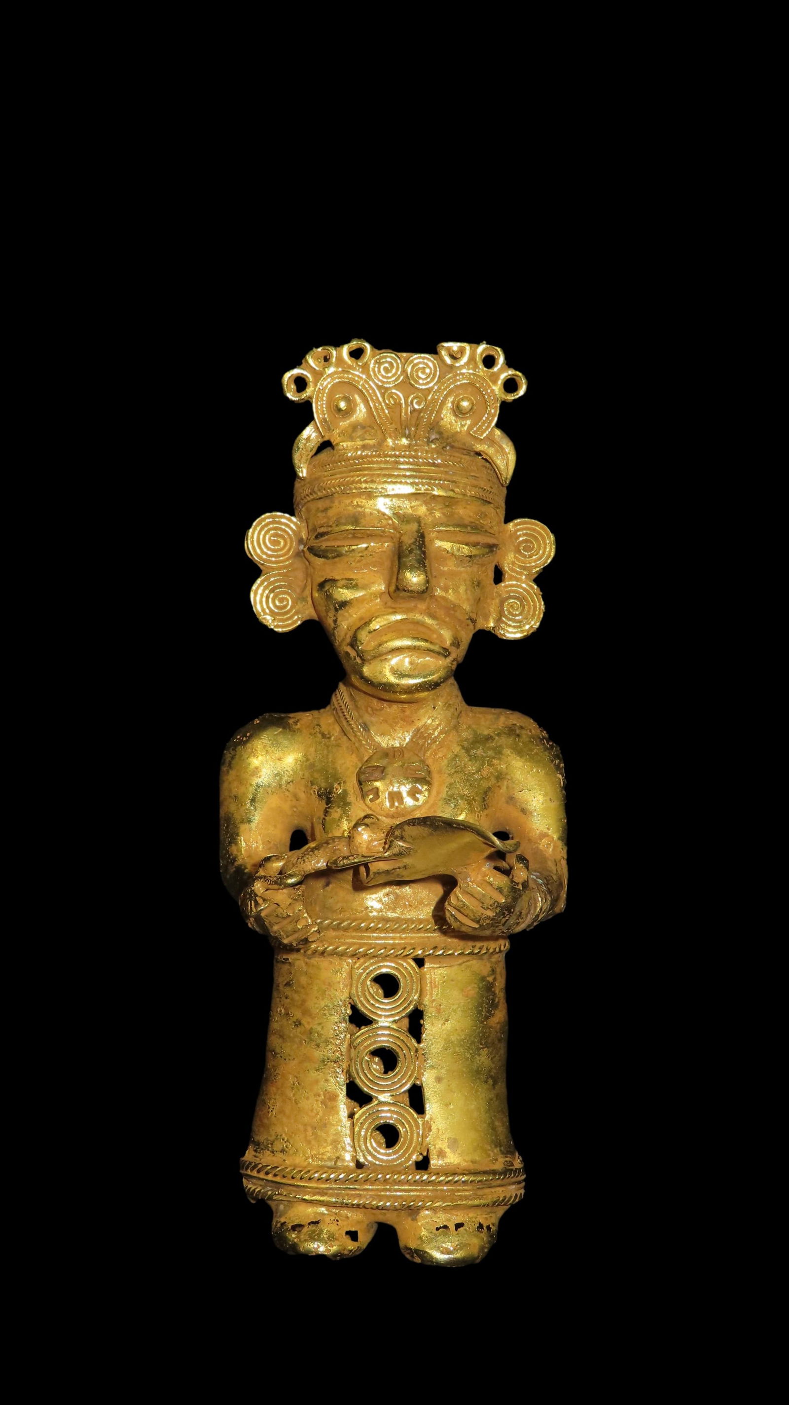6 3/8" x 2 1/2" Pre-Columbian Tumbaga Offering Idol. Gold and Copper Mixture. Columbia. COA Motley (1 of 11)