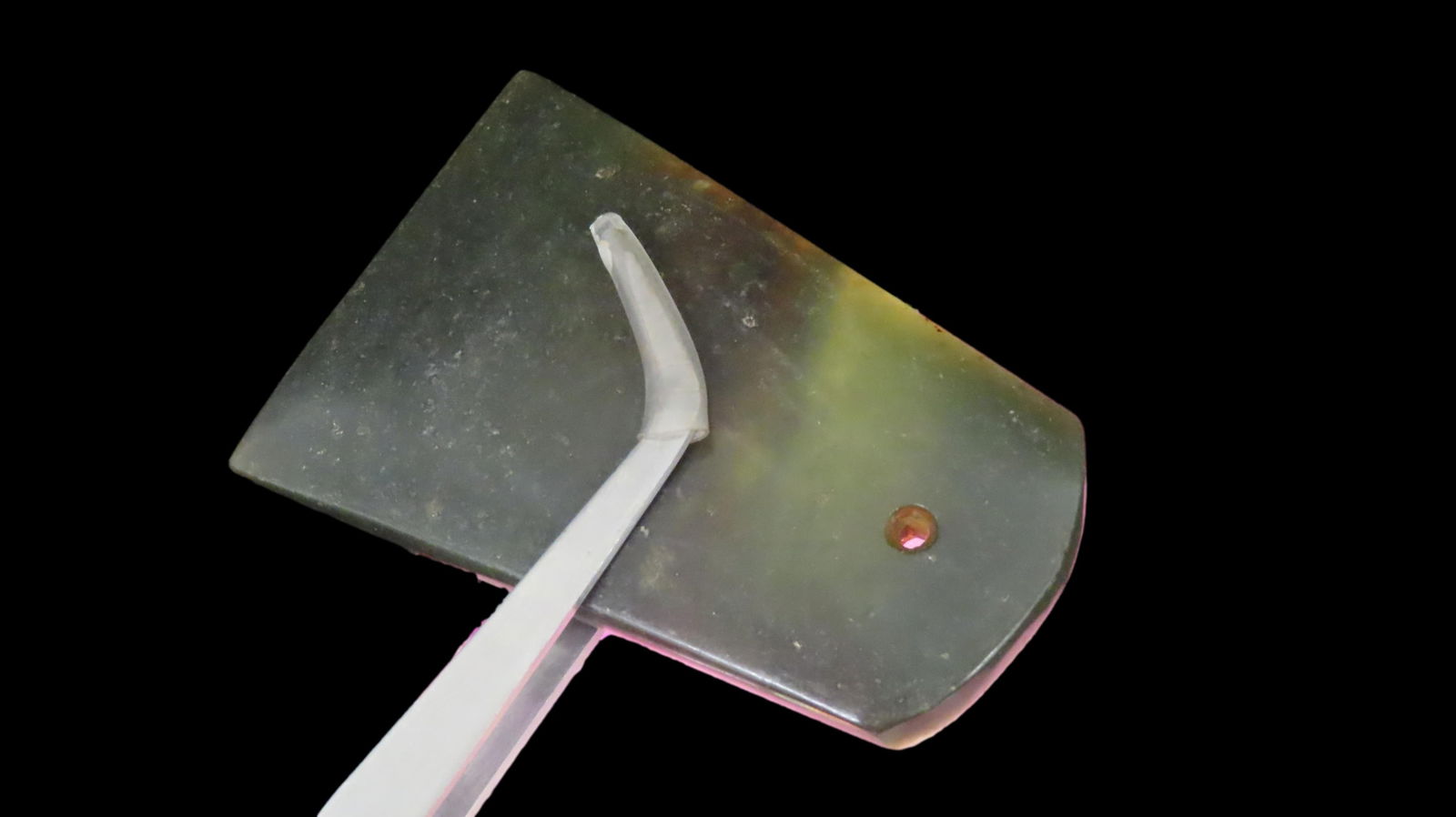 2 7/8" x 1 7/8" Pendant, Chinese Jade/Jadite, Semi Translucent, Neolithic Period: 2 7/8" x 1 7/8" Pendant, Chinese Jade/Jadite, Semi Translucent, Neolithic Period