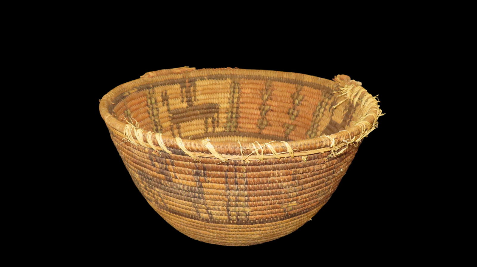 12 1/4" x 6 1/2" Tribal Coiled Basket with Llama: 12 1/4" x 6 1/2" Tribal Coiled Basket with Llama