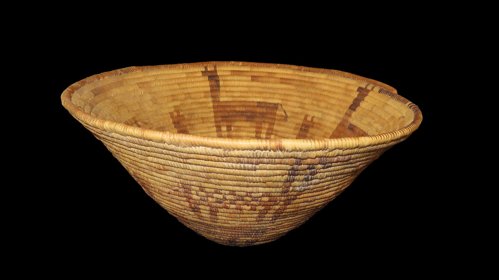 5 1/2" x 13 1/2" Peruvian Coiled Basket with Llamas: 5 1/2" x 13 1/2" Peruvian Coiled Basket with Llamas