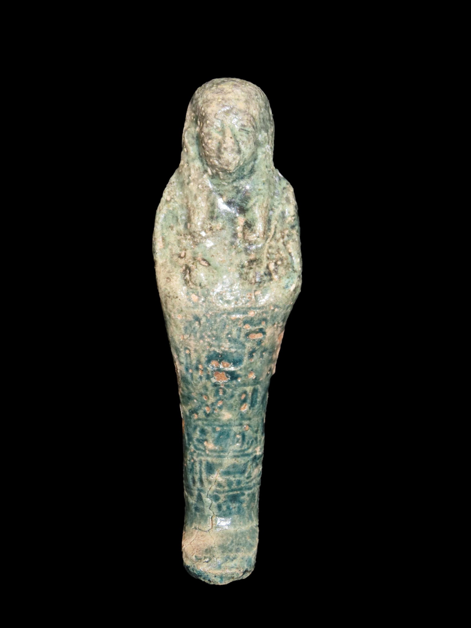 8 1/4" Bluish Green Antique Ushabti Figurine: 8 1/4" Bluish Green Antique Ushabti Figurine