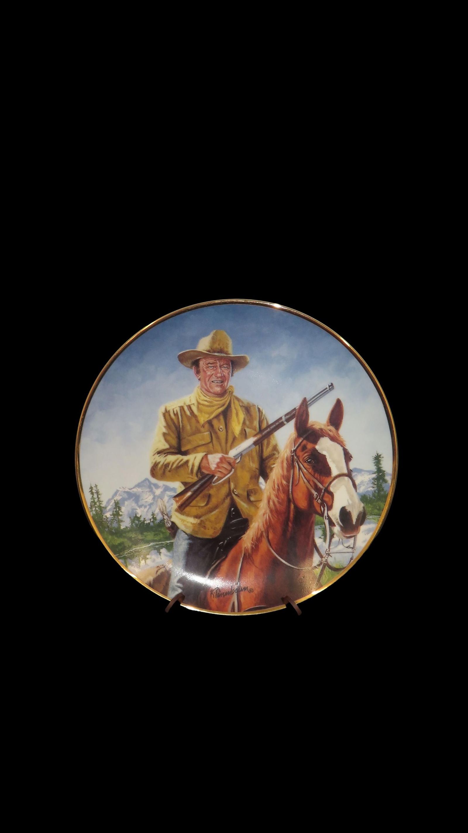 8 1/4" John Wayne Heirloom Collector Plate by Robert Tanenbaum, High Country, The Franklin Mint COA, (1 of 10)