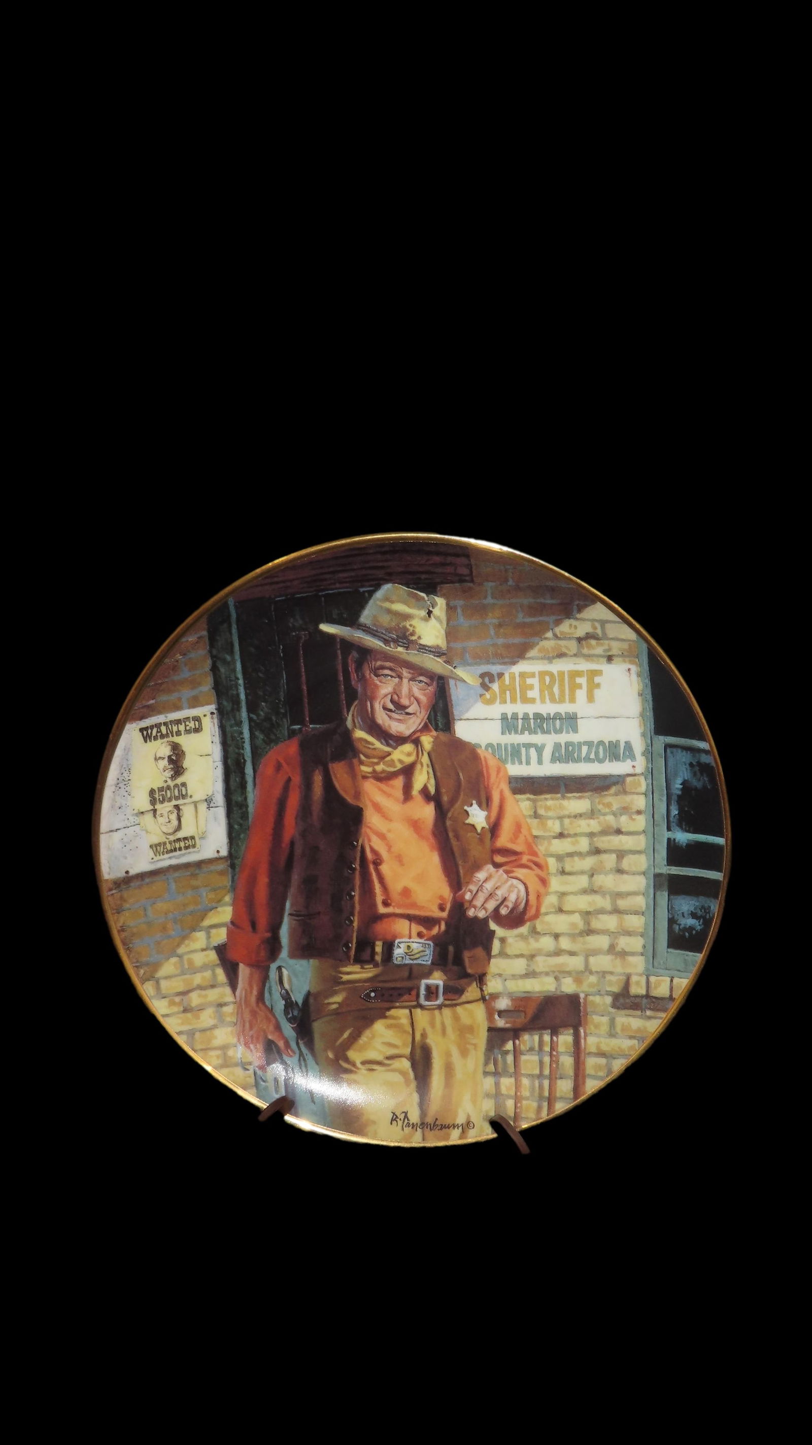 8 1/4" John Wayne Heirloom Collector Plate by Robert Tanenbaum, American Legend, The Franklin Mint (1 of 10)