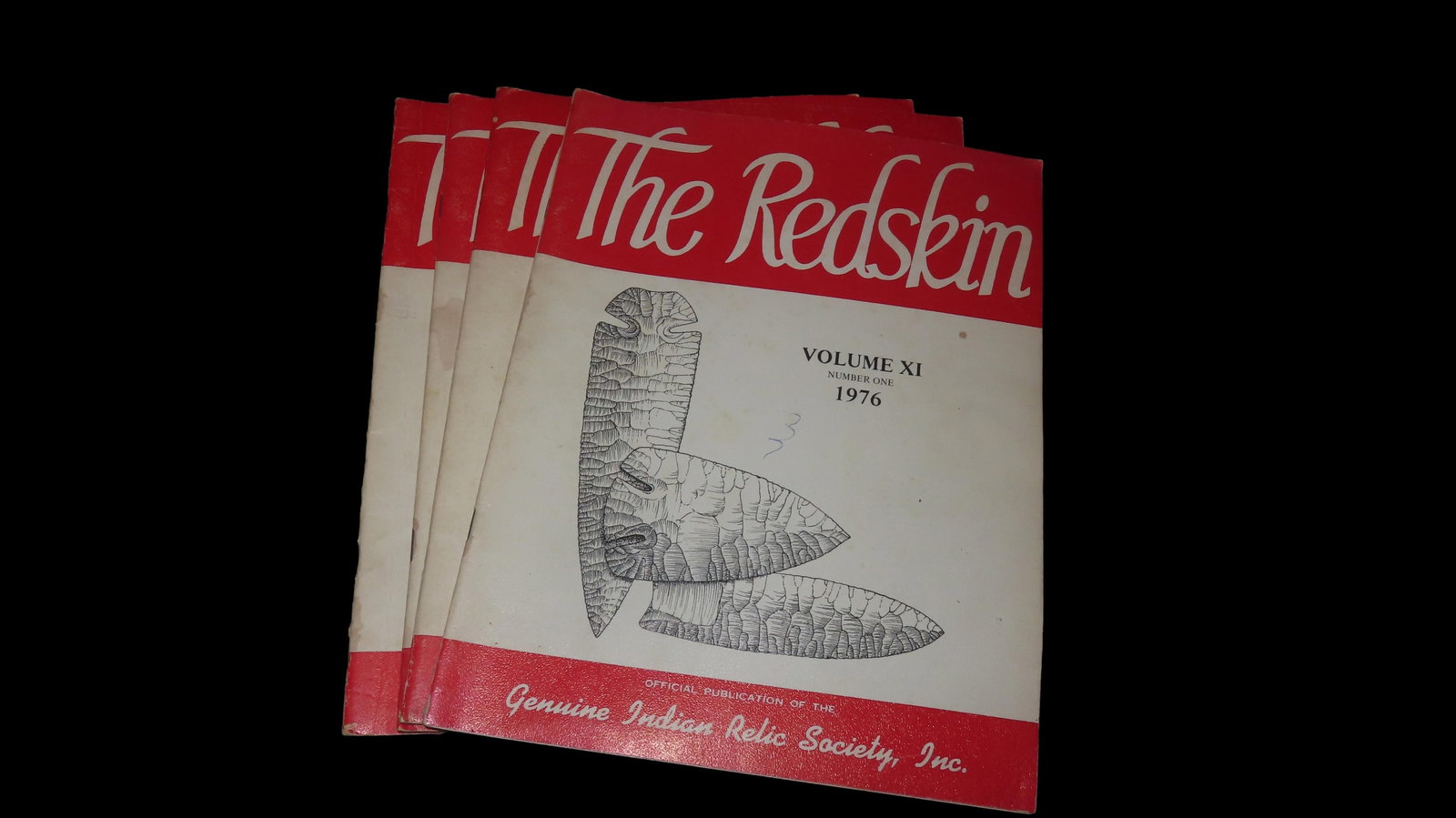 Lot of 4 The Redskin Publications, Volume XI, Number 1-4, 1976, By the Genuine Indain Relic Society (1 of 3)
