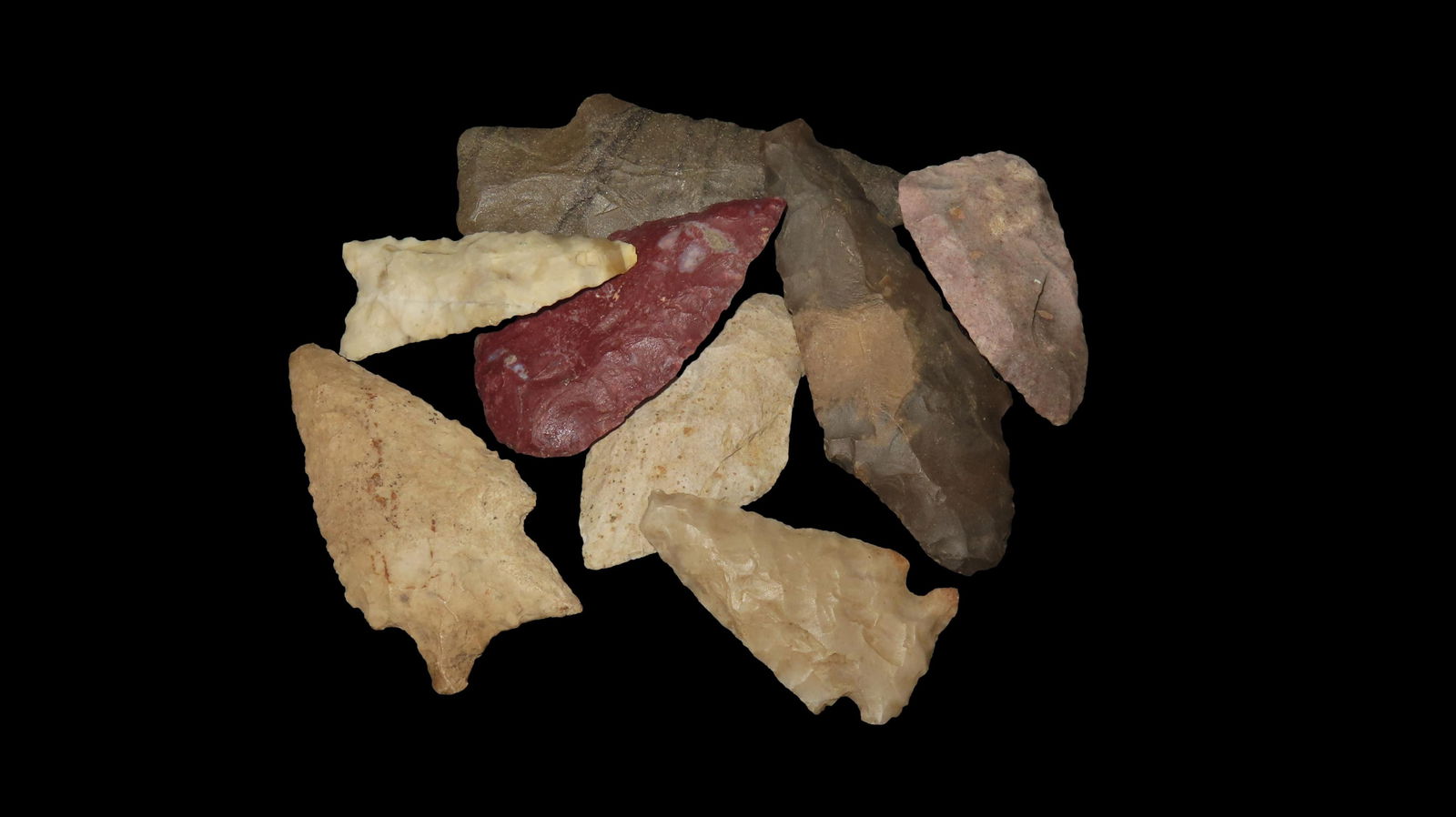 Lot of Various Archaic Woodland Arrowheads, Found in Butler Co. Ohio, Ex Rocky Moore Collection (1 of 4)