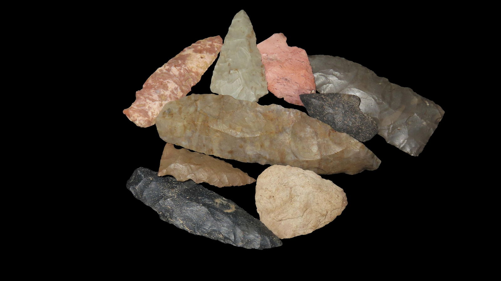 Lot of Various Archaic Woodland Arrowheads, Found in Butler Co. Ohio, Ex Rocky Moore Collection (1 of 5)