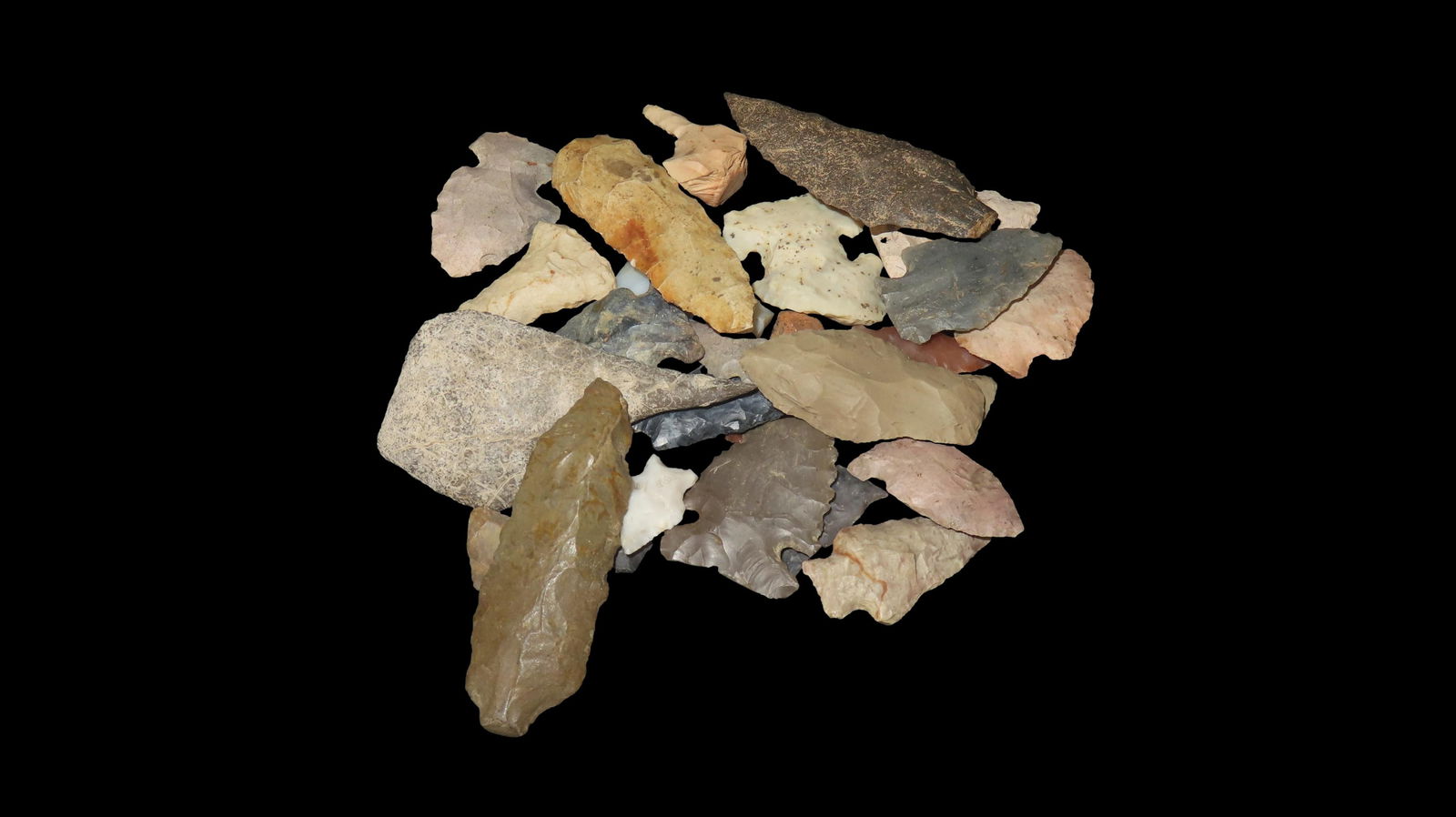 Lot of Various Archaic Woodland Arrowheads, Found in Butler Co. Ohio, Ex Rocky Moore Collection (1 of 4)
