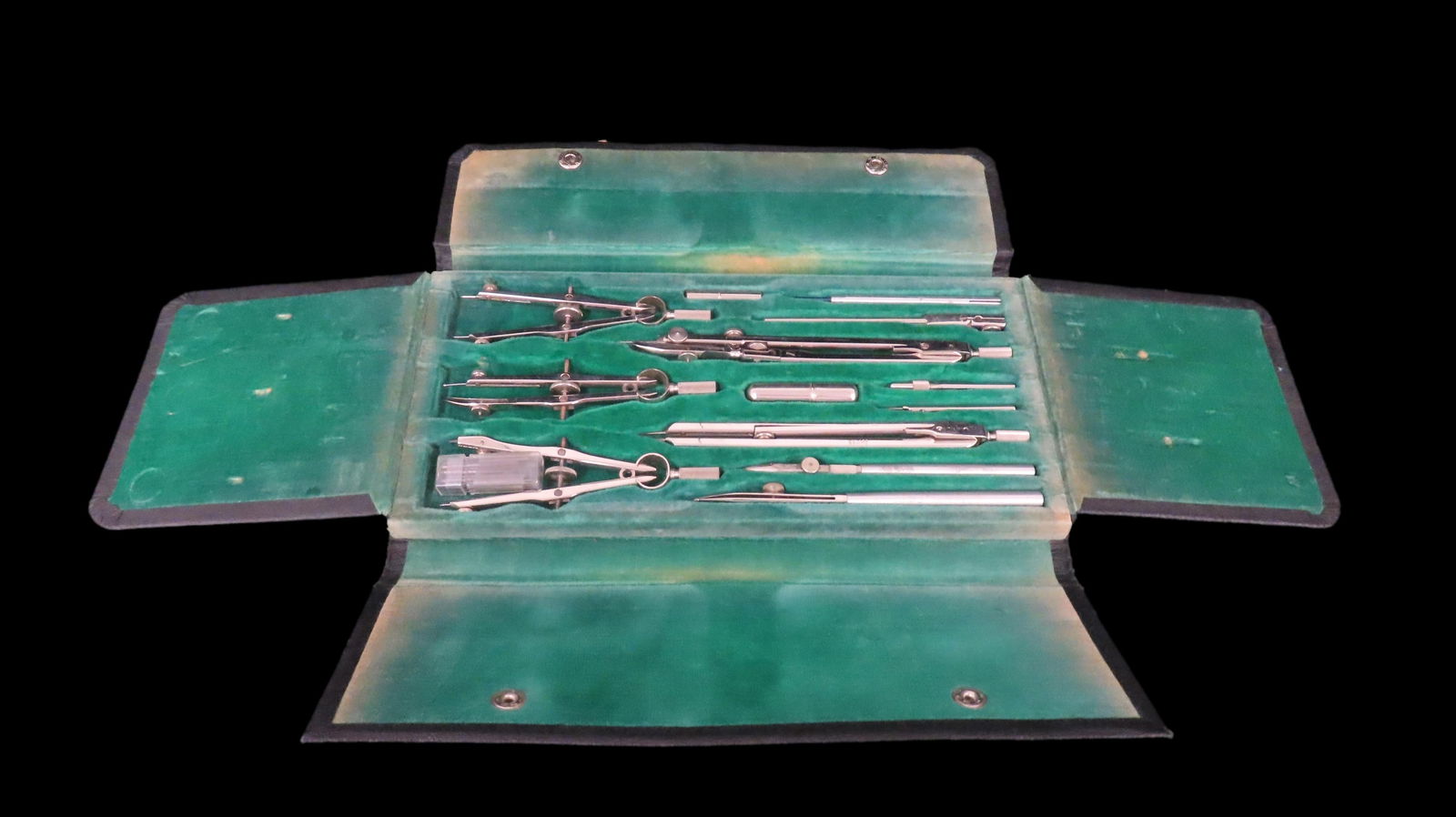 10 1/4" x 5 1/4" Vintage Drafting Set Featuring Various Precision Instruments with Black Case (1 of 6)