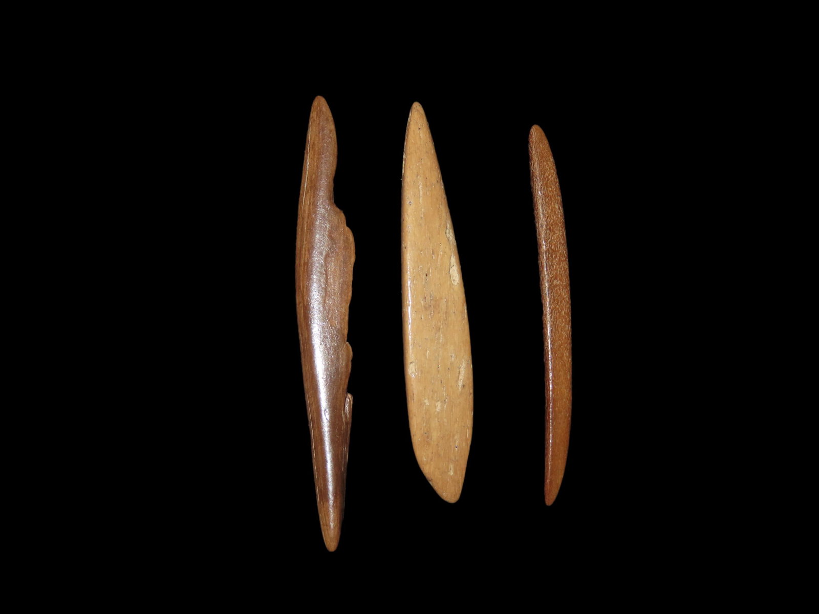 Set of 3 Harpoon and Awls Bone, St. Lawrence Island Alaska, Ex Litherland Collection: Set of 3 Harpoon and Awls Bone, St. Lawrence Island Alaska, Ex Litherland Collection