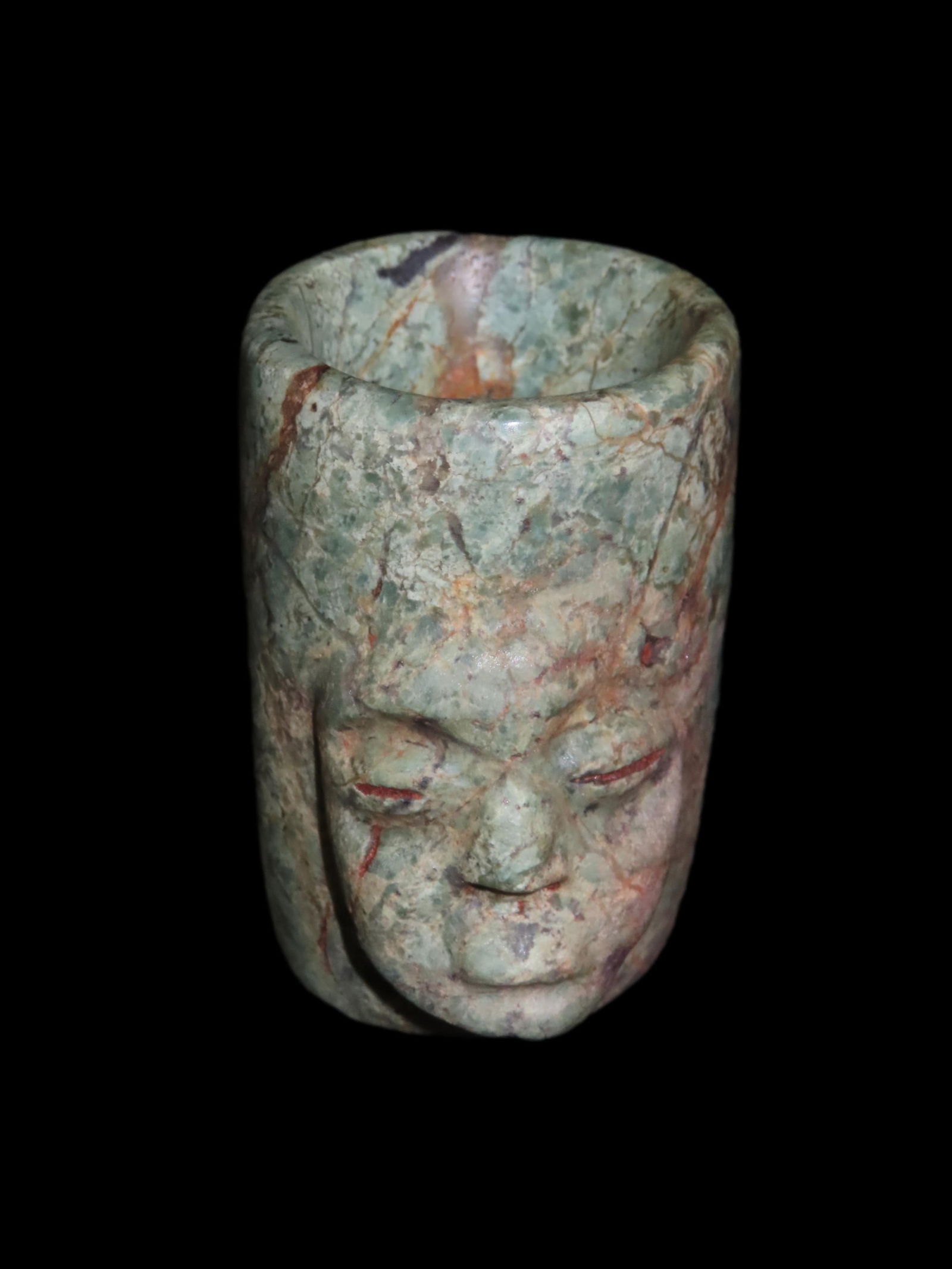 2 5/8" Pre-Columbin Jade Effigy Bowl/Cup Offering Vessel. Columbia, South America.: 2 5/8" Pre-Columbin Jade Effigy Bowl/Cup Offering Vessel. Columbia, South America.