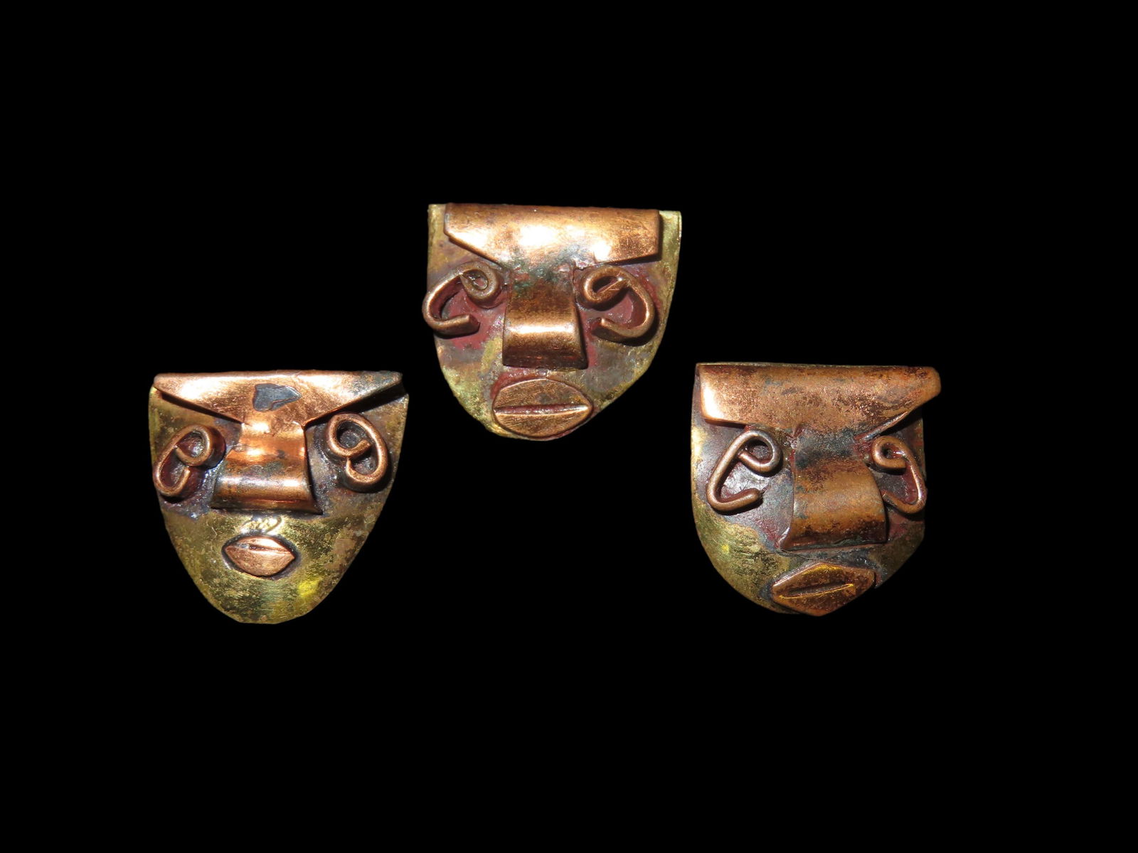 Set of 3. Pre-Columbian Style Buttons.: Set of 3. Pre-Columbian Style Buttons.