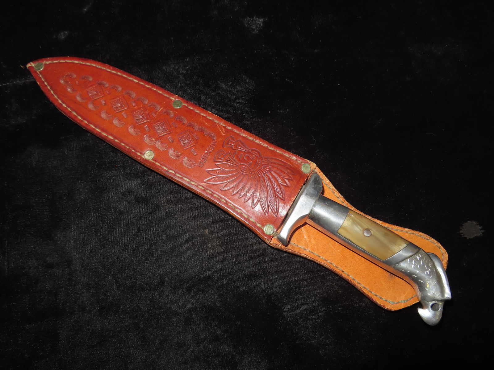 Vintage Eagle Head Knife with Leather Sheath. - 8