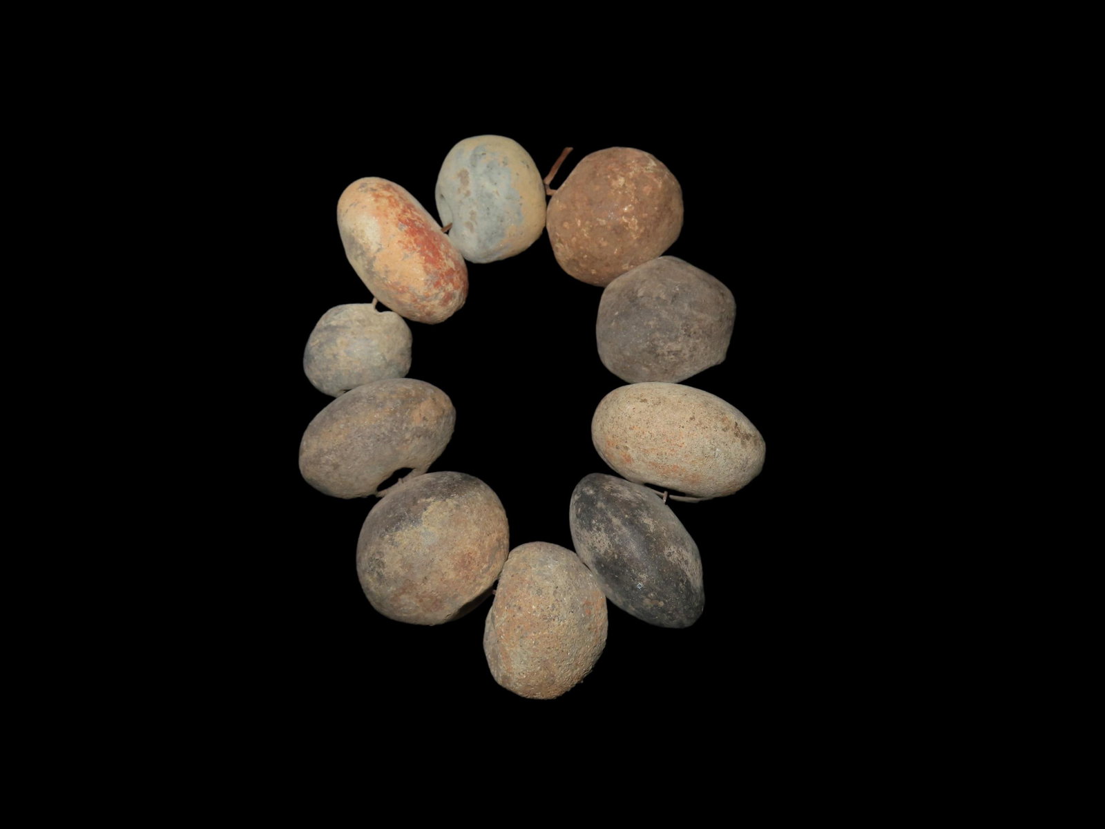 Pre-Columbian Strand of Pottery Whirl Beads. Belize. Ex Herb Mangold.: Pre-Columbian Strand of Pottery Whirl Beads. Belize. Ex Herb Mangold.