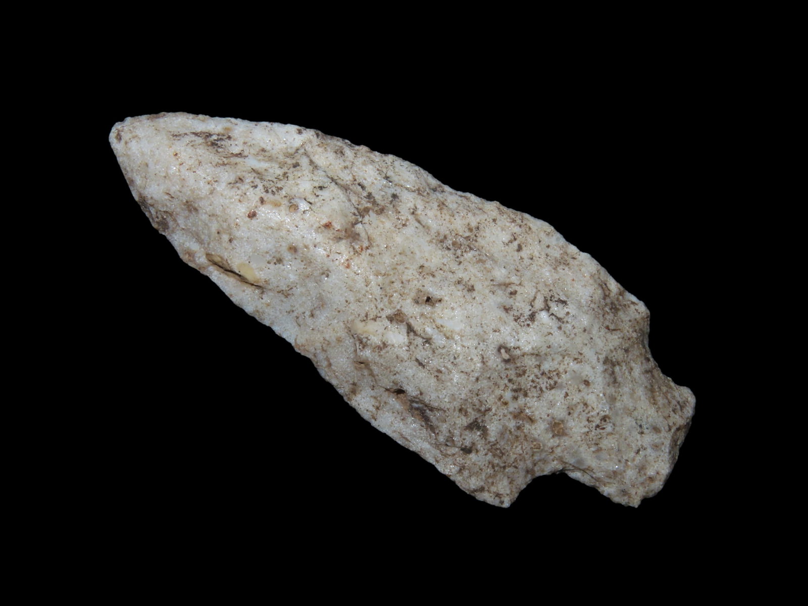 3 1/8" Quartzite Etley Point. Butler County, Missouri. Found near Poplar Bluff by JJ Smith 1953 -: 3 1/8" Quartzite Etley Point. Butler County, Missouri. Found near Poplar Bluff by JJ Smith 1953 - 1978.