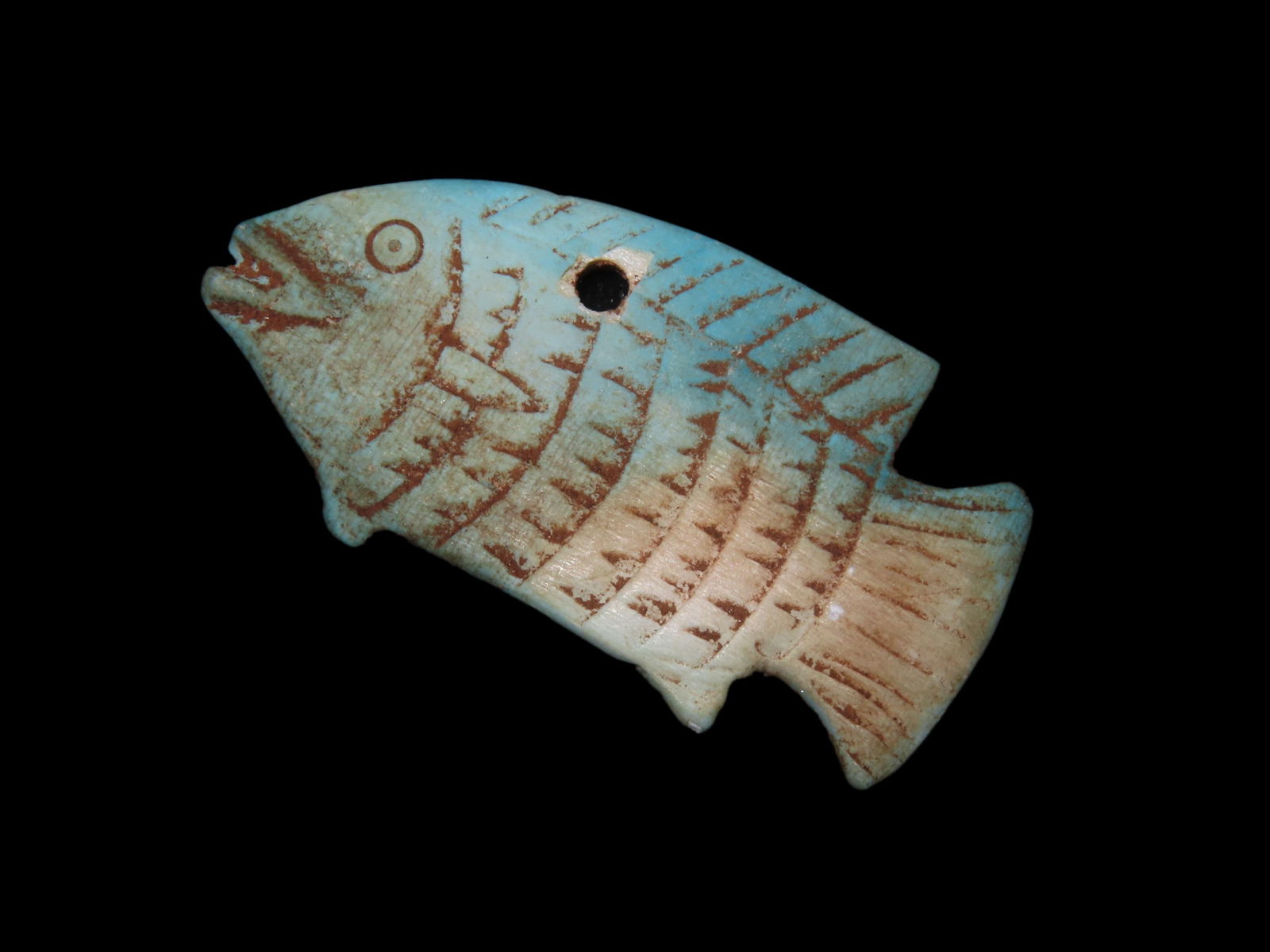 2 3/16" Authentic, Antique Egyptian Fish Amulet. Symbolism & Purpose: Rebirth, Fertility & Divine (1 of 4)