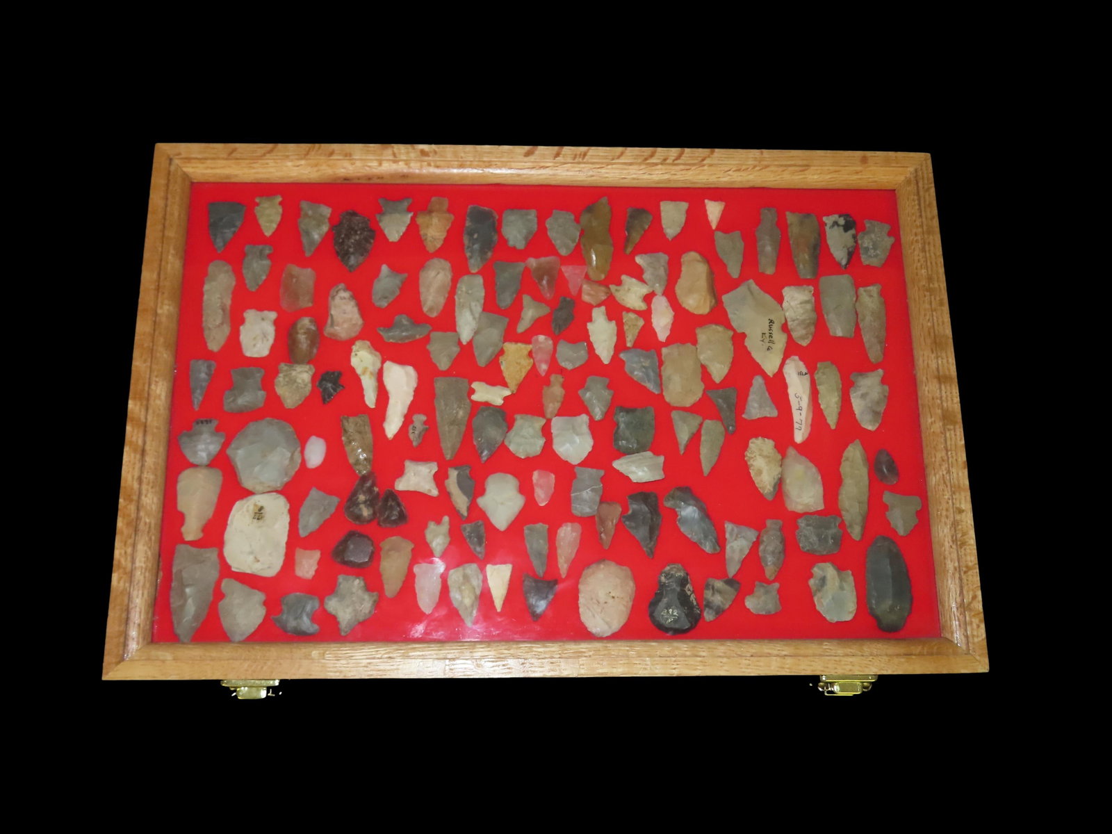 Frame of Miscellaneous Arrowheads, Flint Pieces, Etc. (1 of 9)