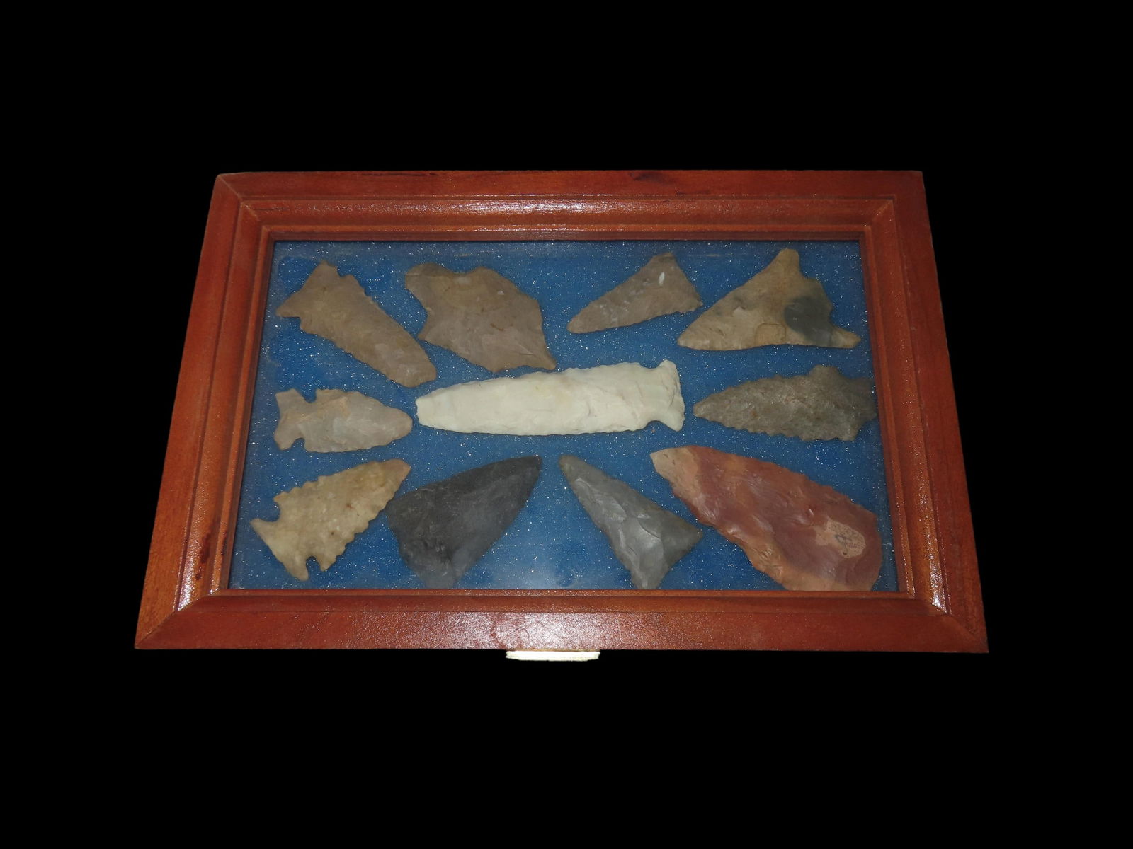Frame of Miscellaneous Arrowheads, Flint Pieces, Etc. (1 of 5)