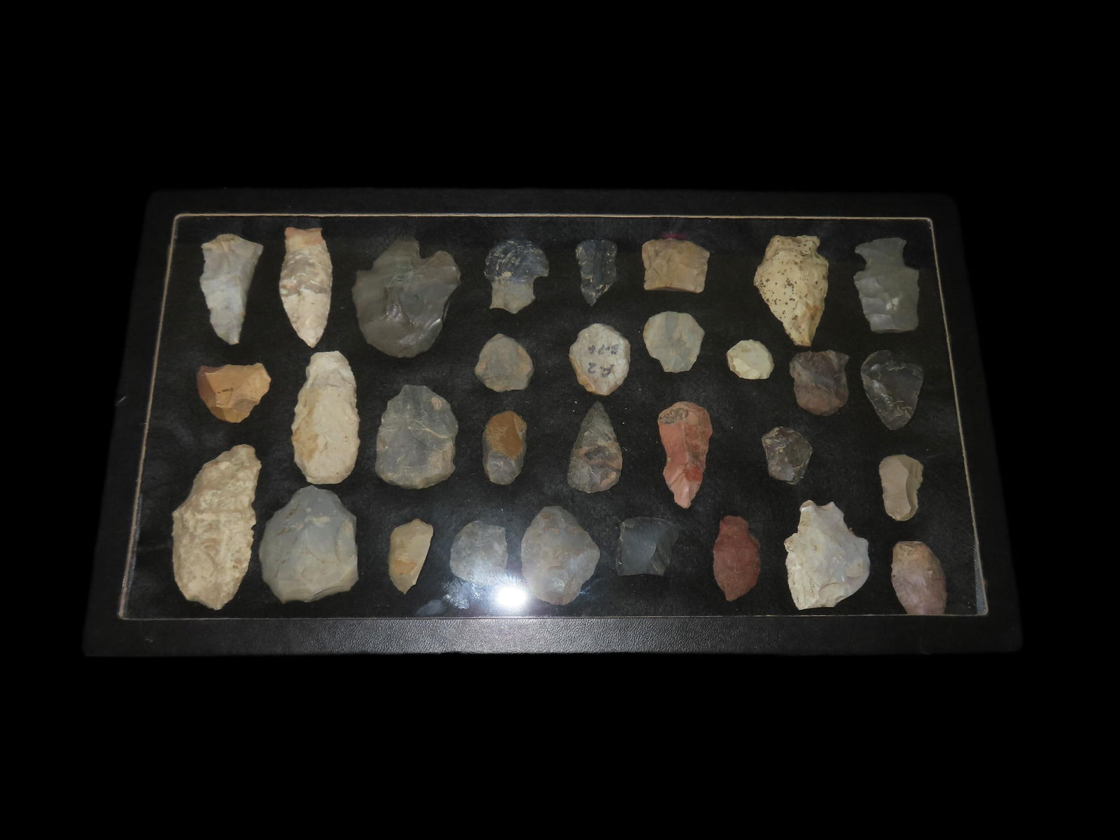 Frame of Miscellaneous Arrowheads, Flint Pieces, Etc. (1 of 7)