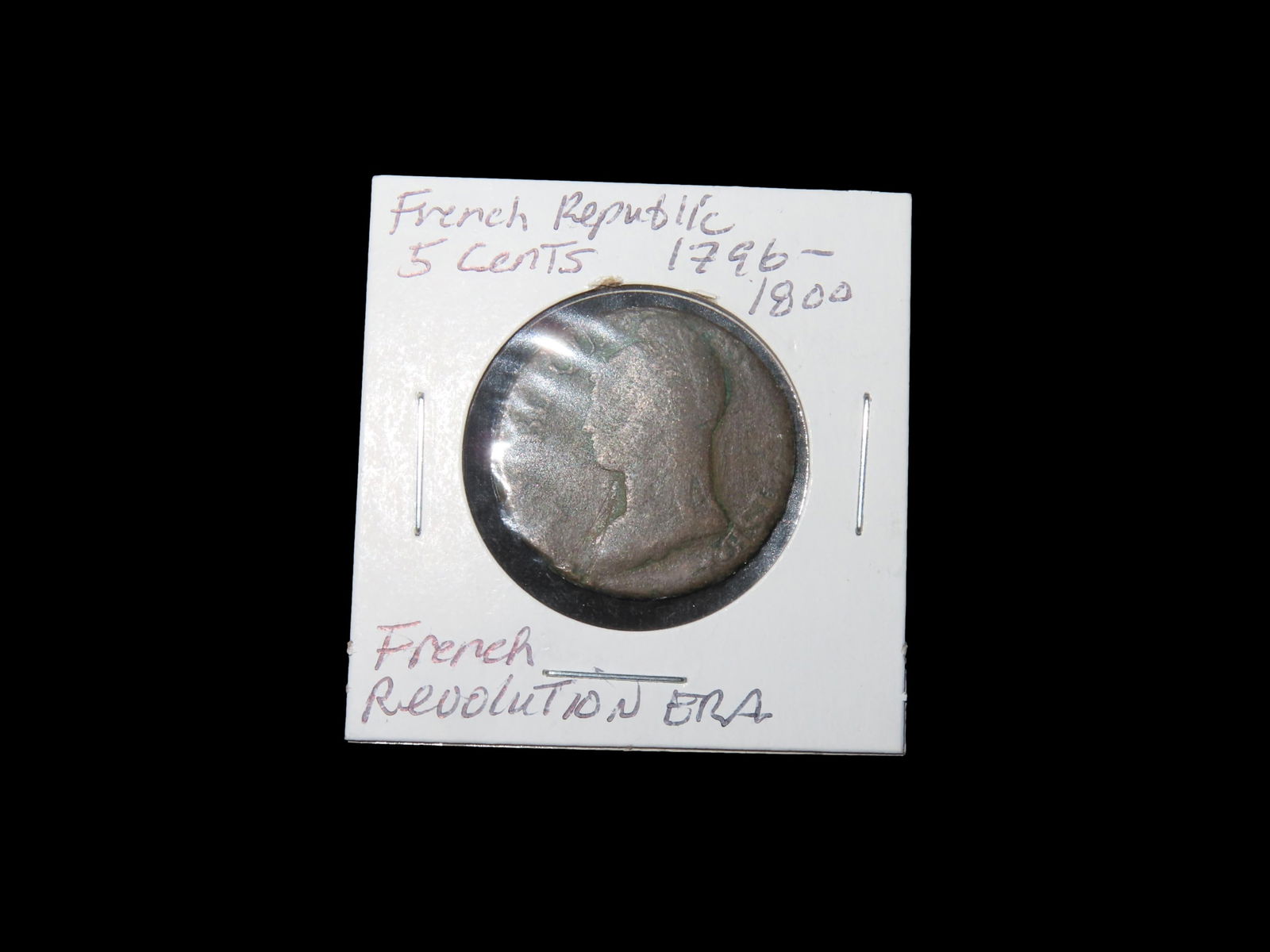 French Republic, 5 Cents, 1796 - 1800, French Revolution Era Antique Coin: French Republic, 5 Cents, 1796 - 1800, French Revolution Era Antique Coin