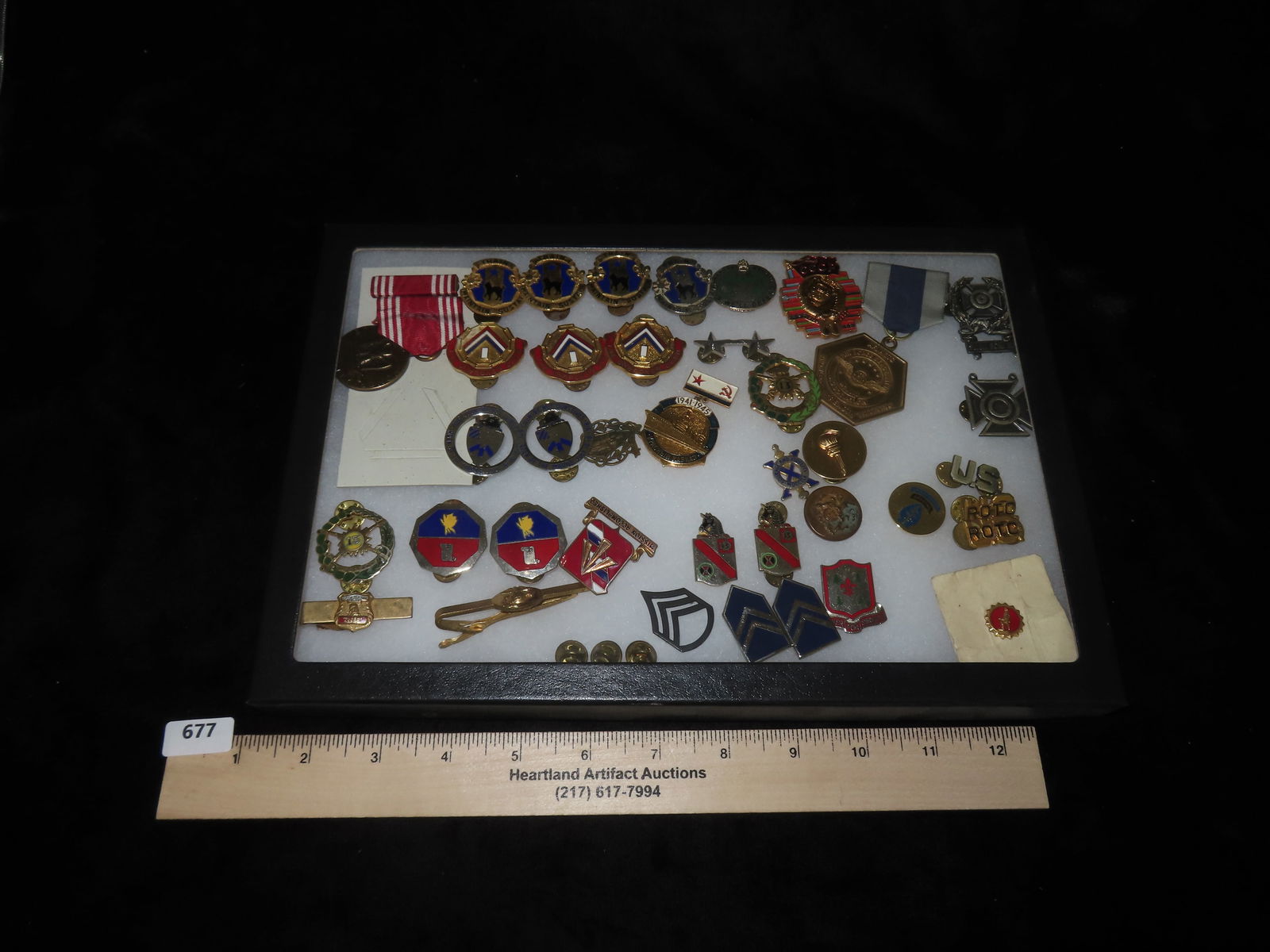 Display Featuring Multiple Army Metals and Pins - 8