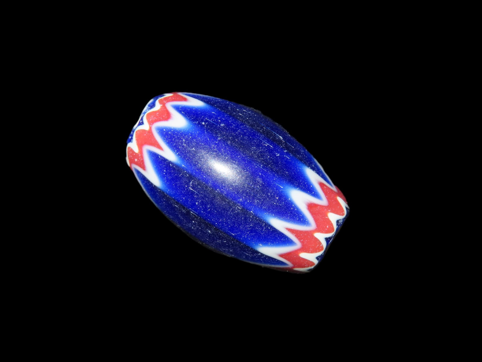 Multi-Color Glass Chevron Bead, Large Size: Multi-Color Glass Chevron Bead, Large Size