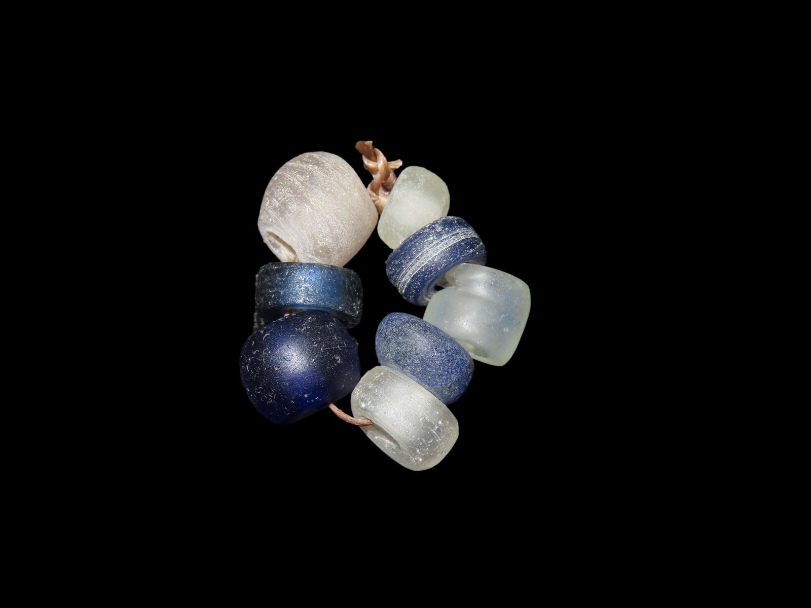 Set of Blue and White Dutch Trade Beads: Set of Blue and White Dutch Trade Beads