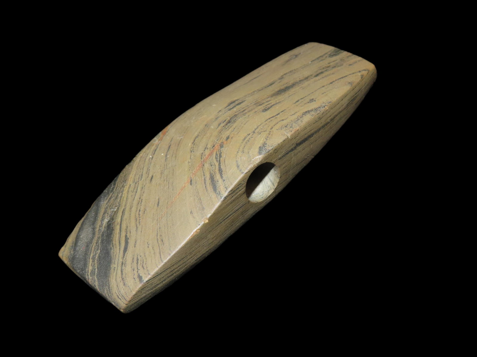 Incredible 3 7/8" Slate Bannerstone, Shelby Co. Indiana. Dickey & Motley COA's. Ex Dr. Haswinkle (1 of 10)