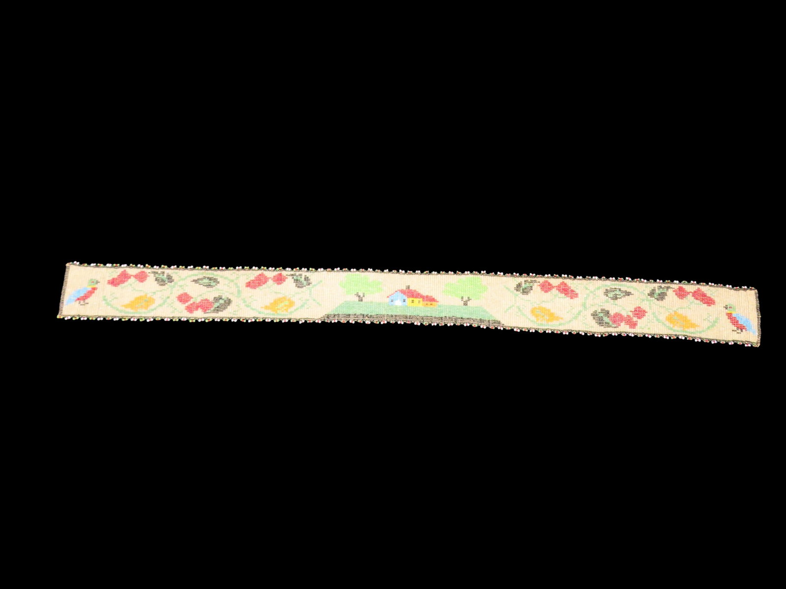 Nice Historic Beaded Sash / Headband with nice elaborate design. Circa 1930's-1940's. Amazing: Nice Historic Beaded Sash / Headband with nice elaborate design. Circa 1930's-1940's. Amazing beadwork!