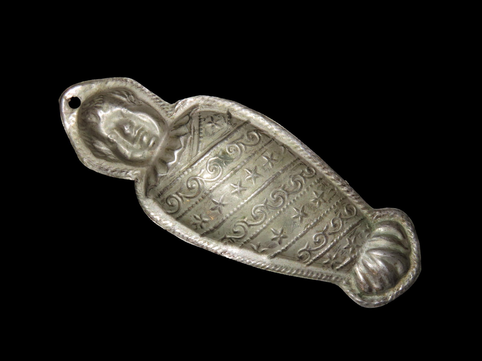 Nice 5 1/4" Colonial Silver Milagro Pendant, Circa 1800's-early 1900's. Early Mexican / Spanish Era: Nice 5 1/4" Colonial Silver Milagro Pendant, Circa 1800's-early 1900's. Early Mexican / Spanish Era Folk Art Ex-Votos religious Charm. Very Detailed examnple with decorative embossed details.