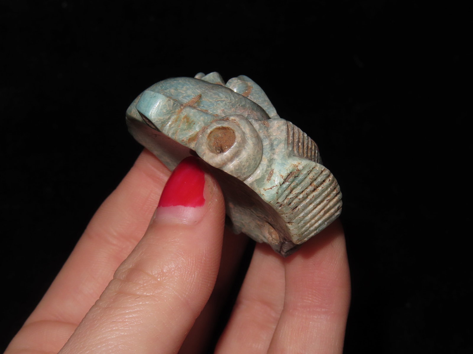 Incredible Mayan Maskette Pendant, Guatemala. Motley COA. Made from a Gorgeous Blue-Green jade. Just - 4